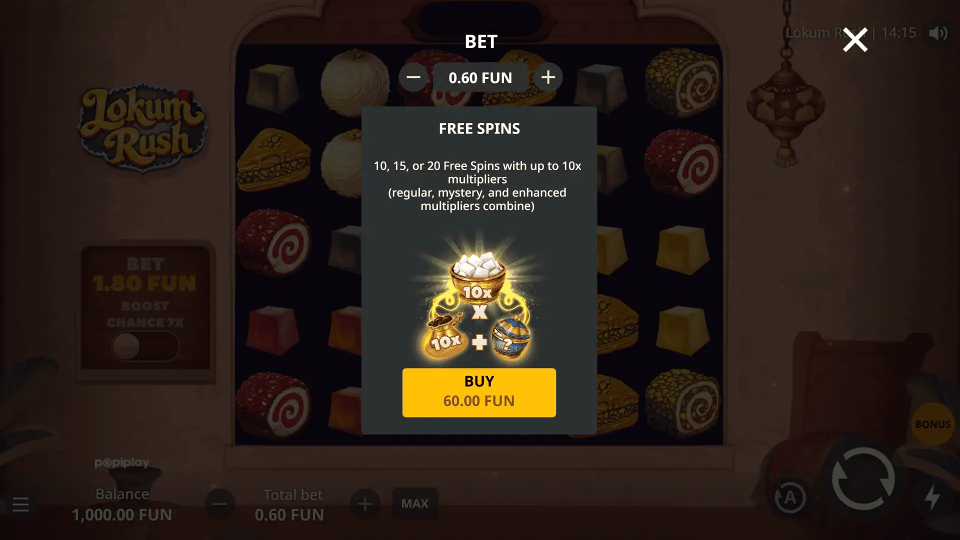 Lokum Rush bonus buy menu