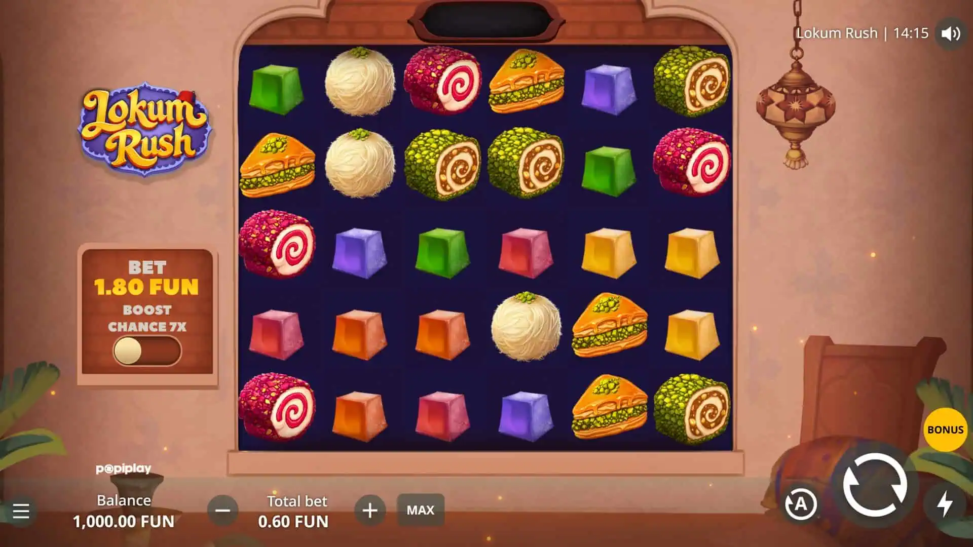 Lokum Rush slot gameplay reels
