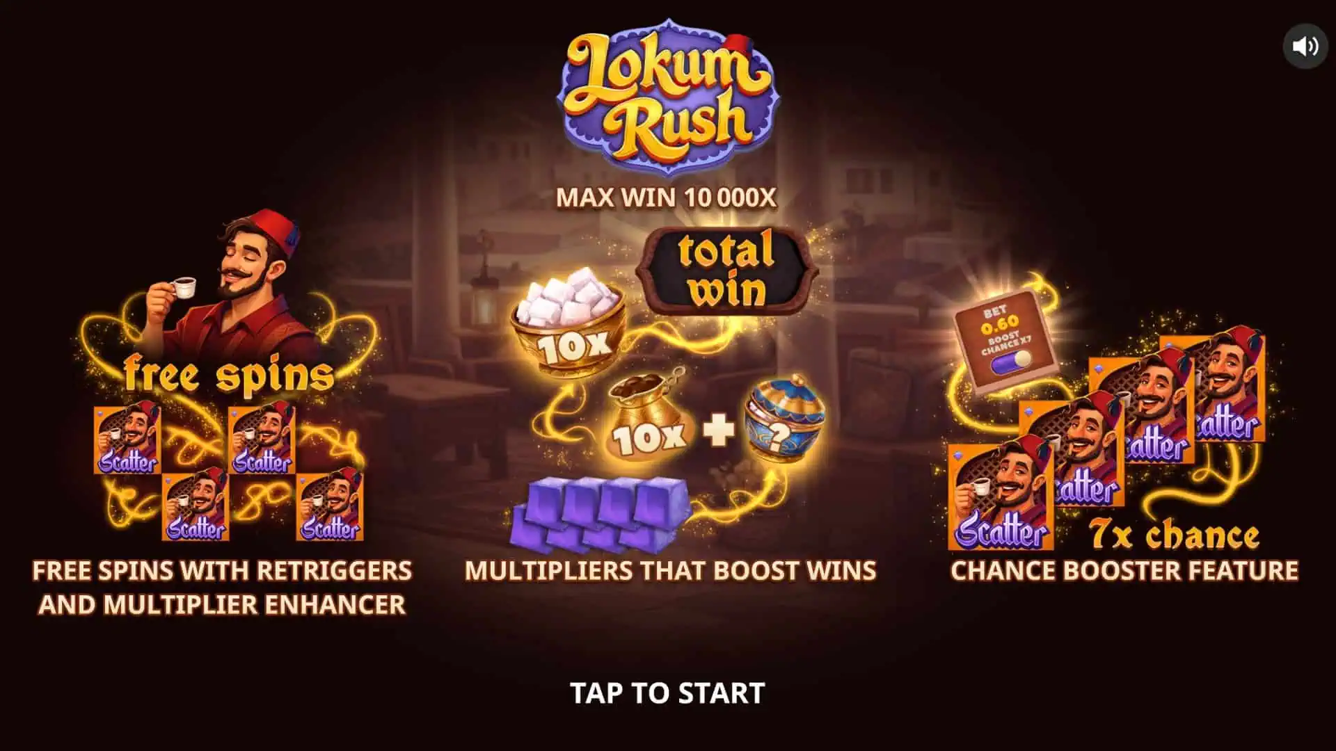 Lokum Rush slot intro screen