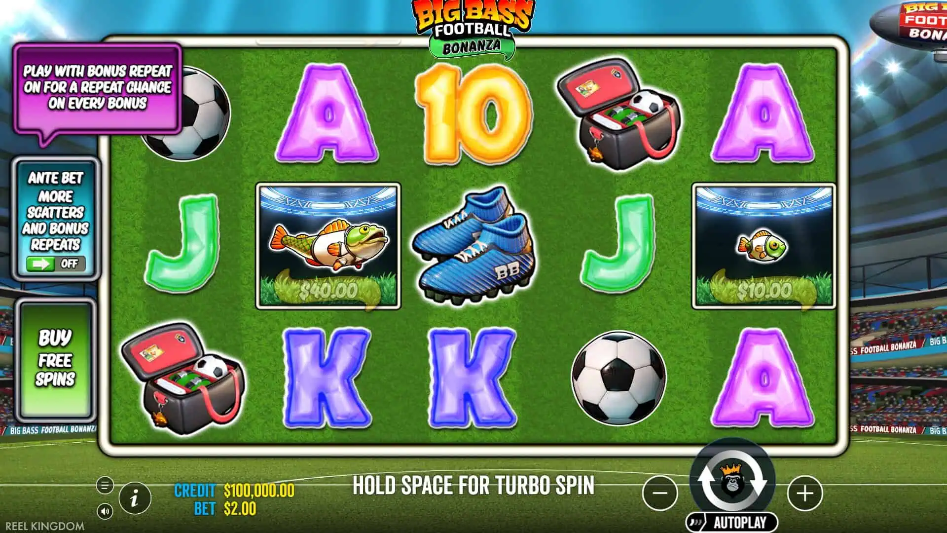 Big Bass Football Bonanza slot gameplay reels