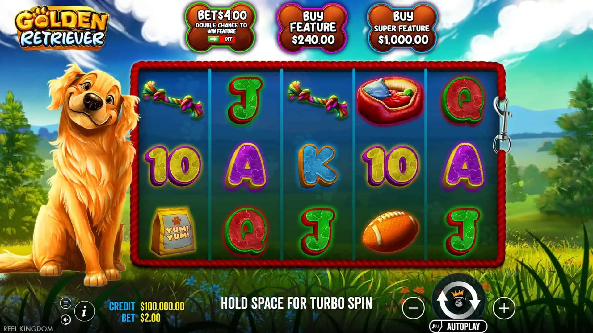 Golden Retriever slot gameplay reels