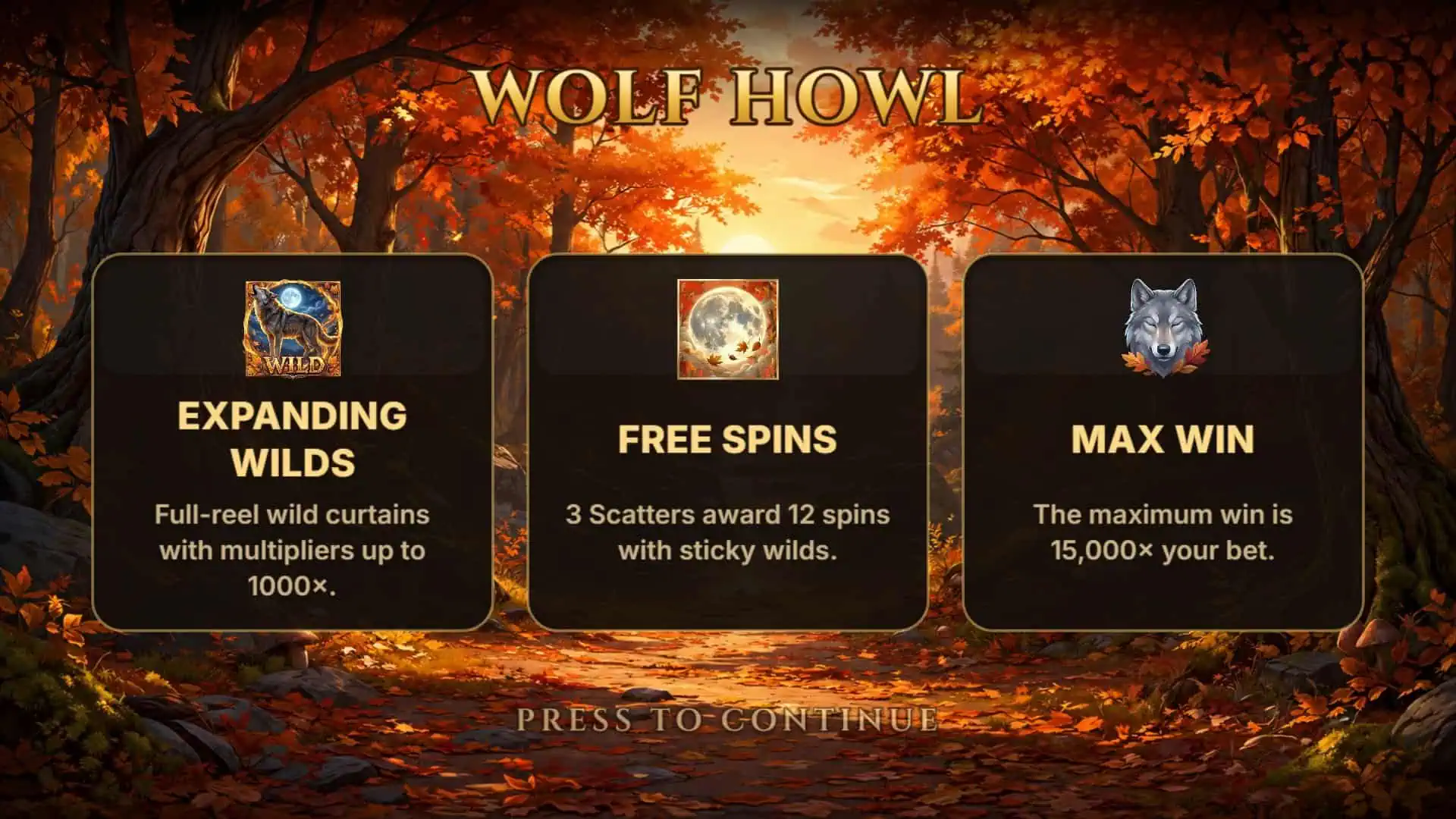 Wolf Howl slot intro screen