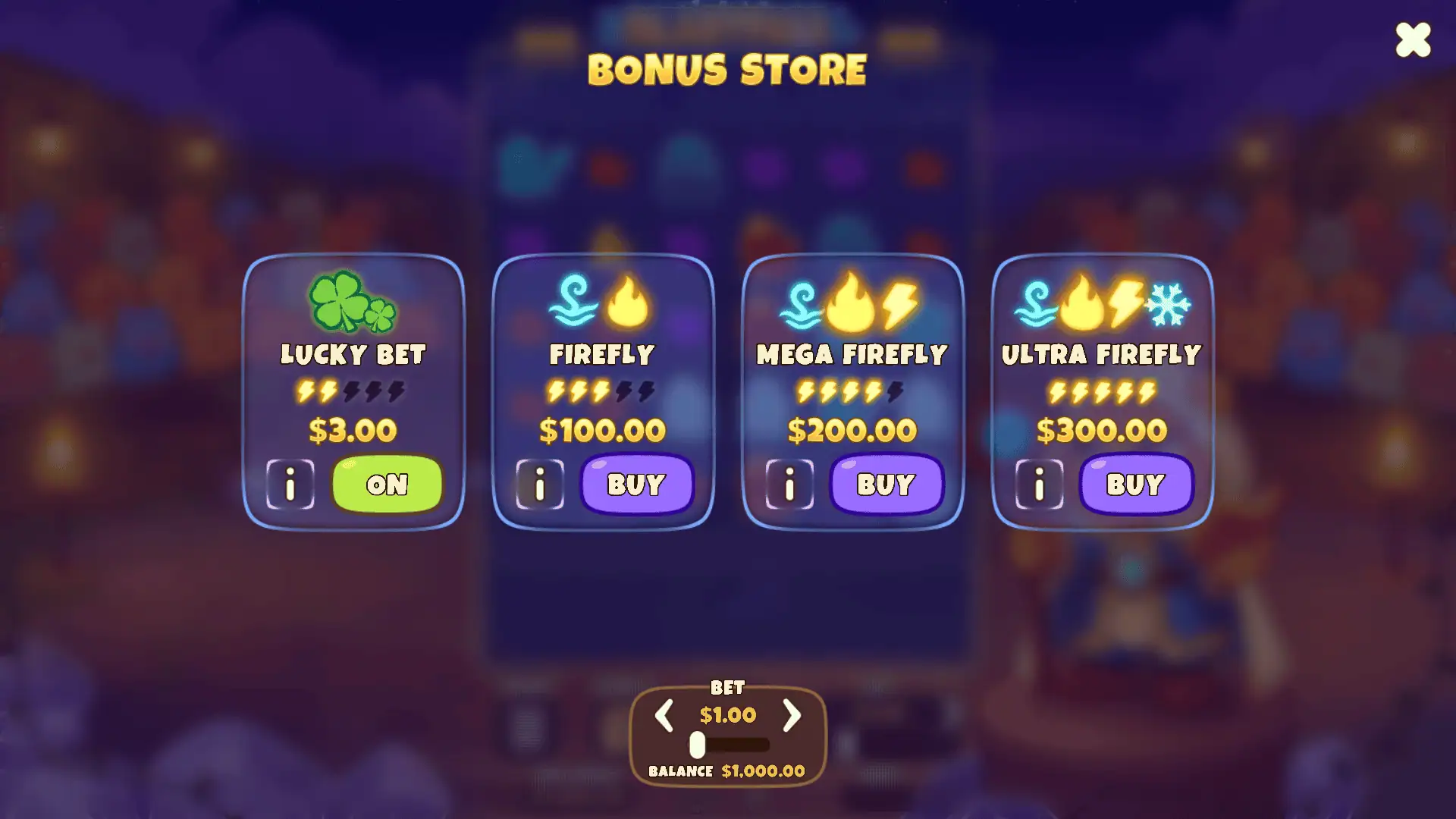 Blastfall bonus buy menu