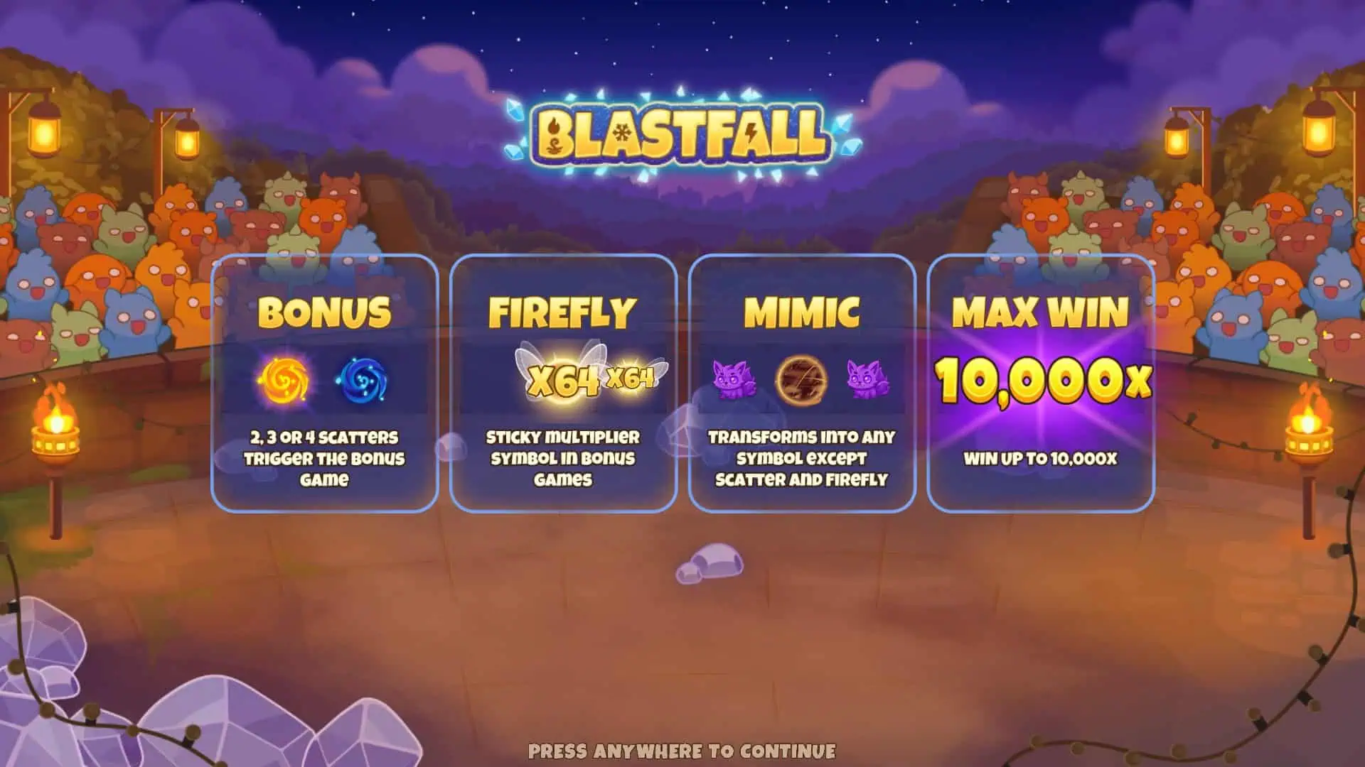 Blastfall slot intro screen