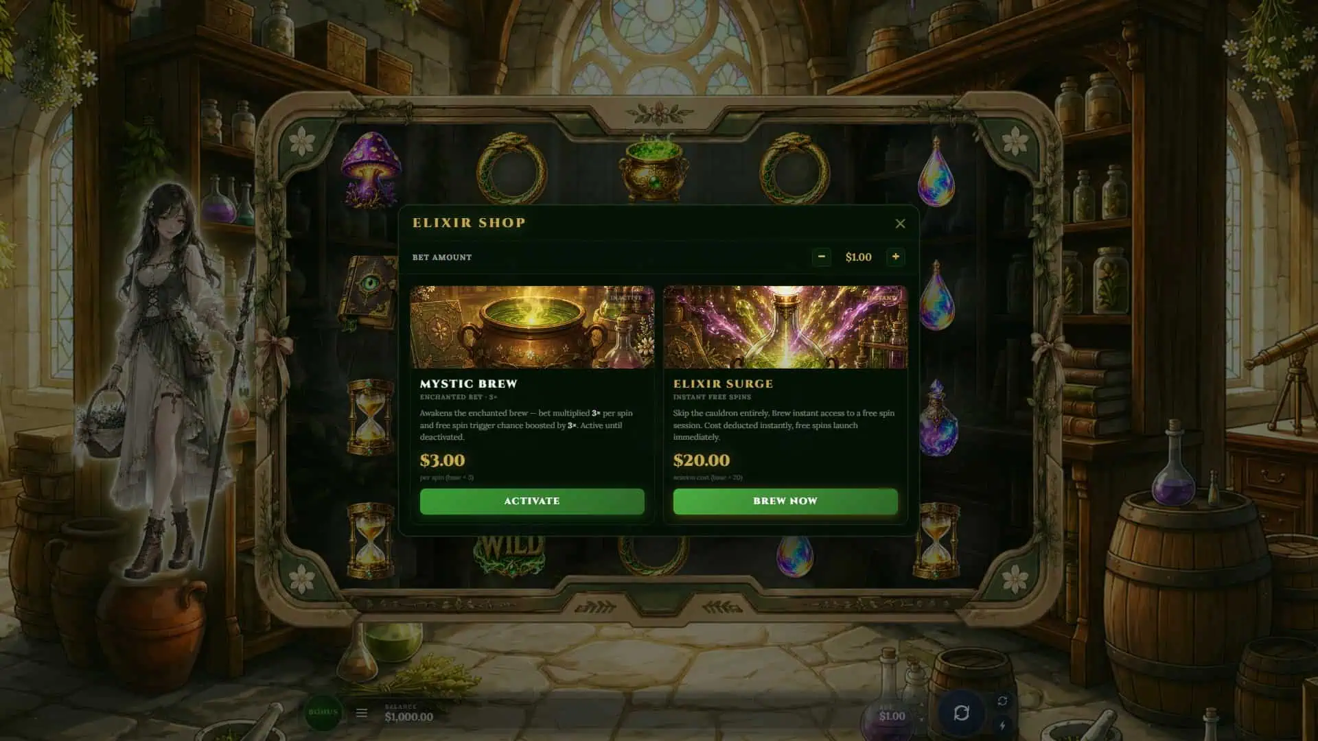 Fortune Elixir bonus buy menu