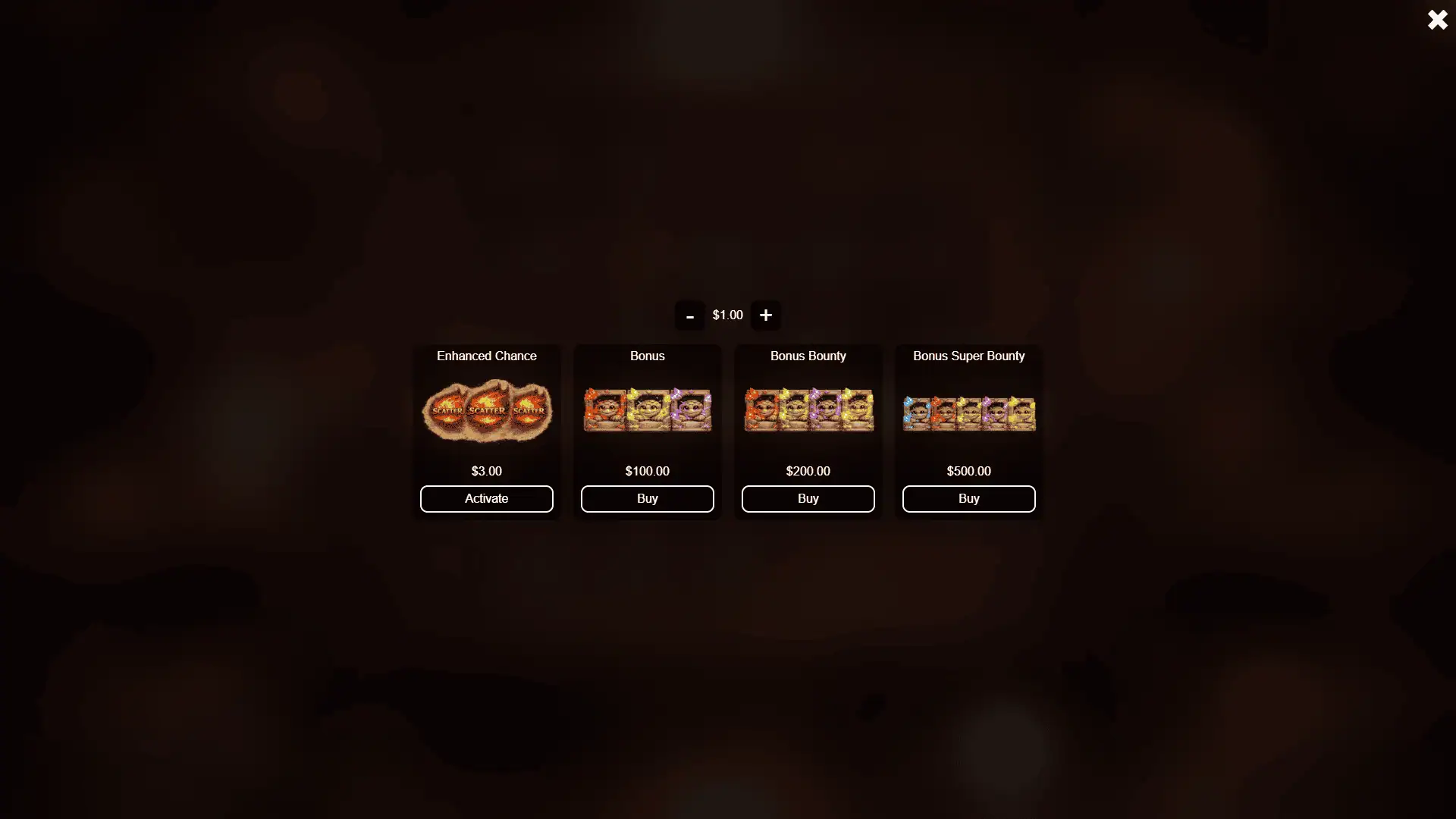 Golem vs Dragon bonus buy menu