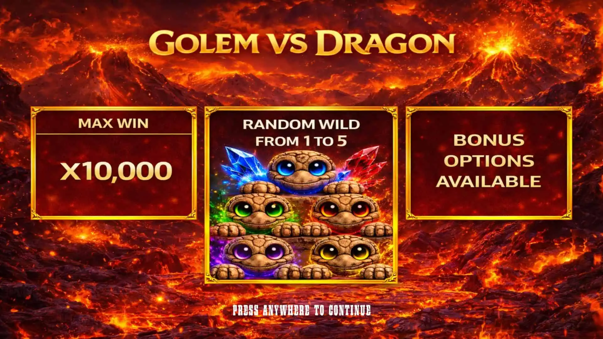 Golem vs Dragon slot intro screen