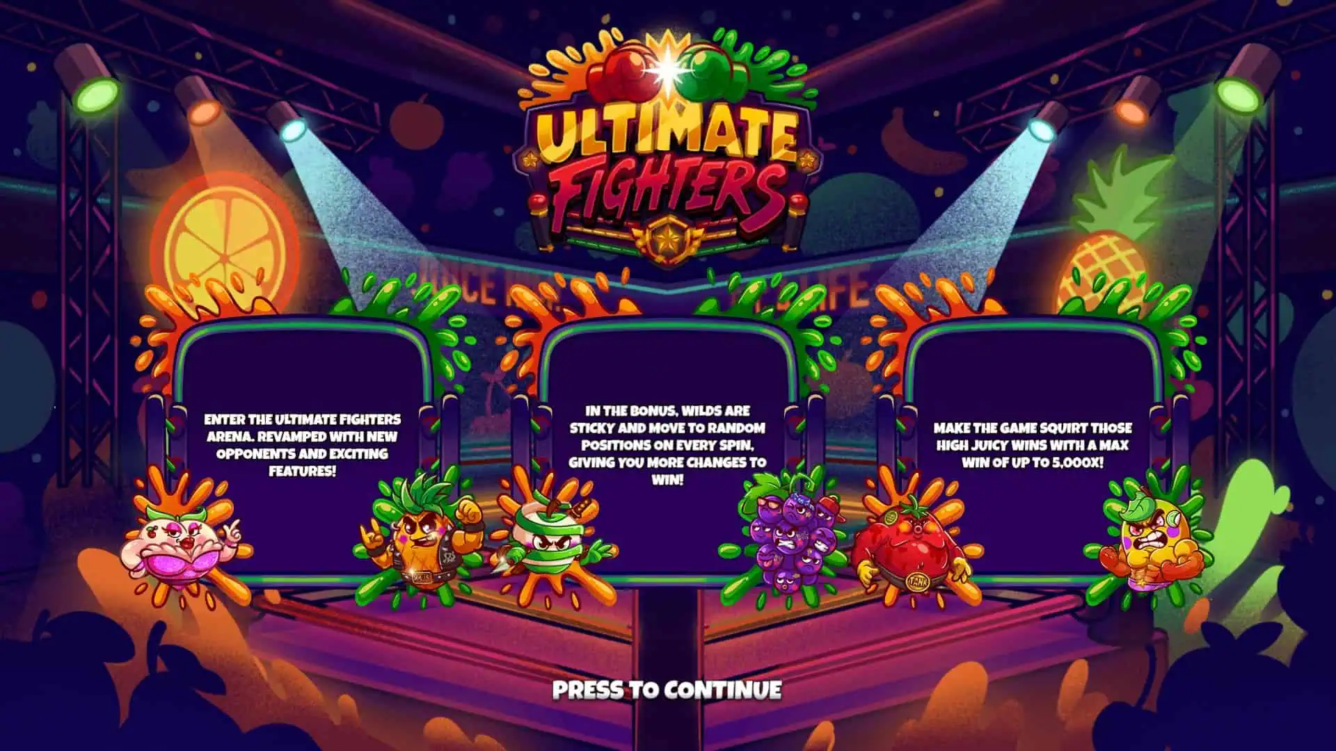 Ultimate Fighters slot intro screen