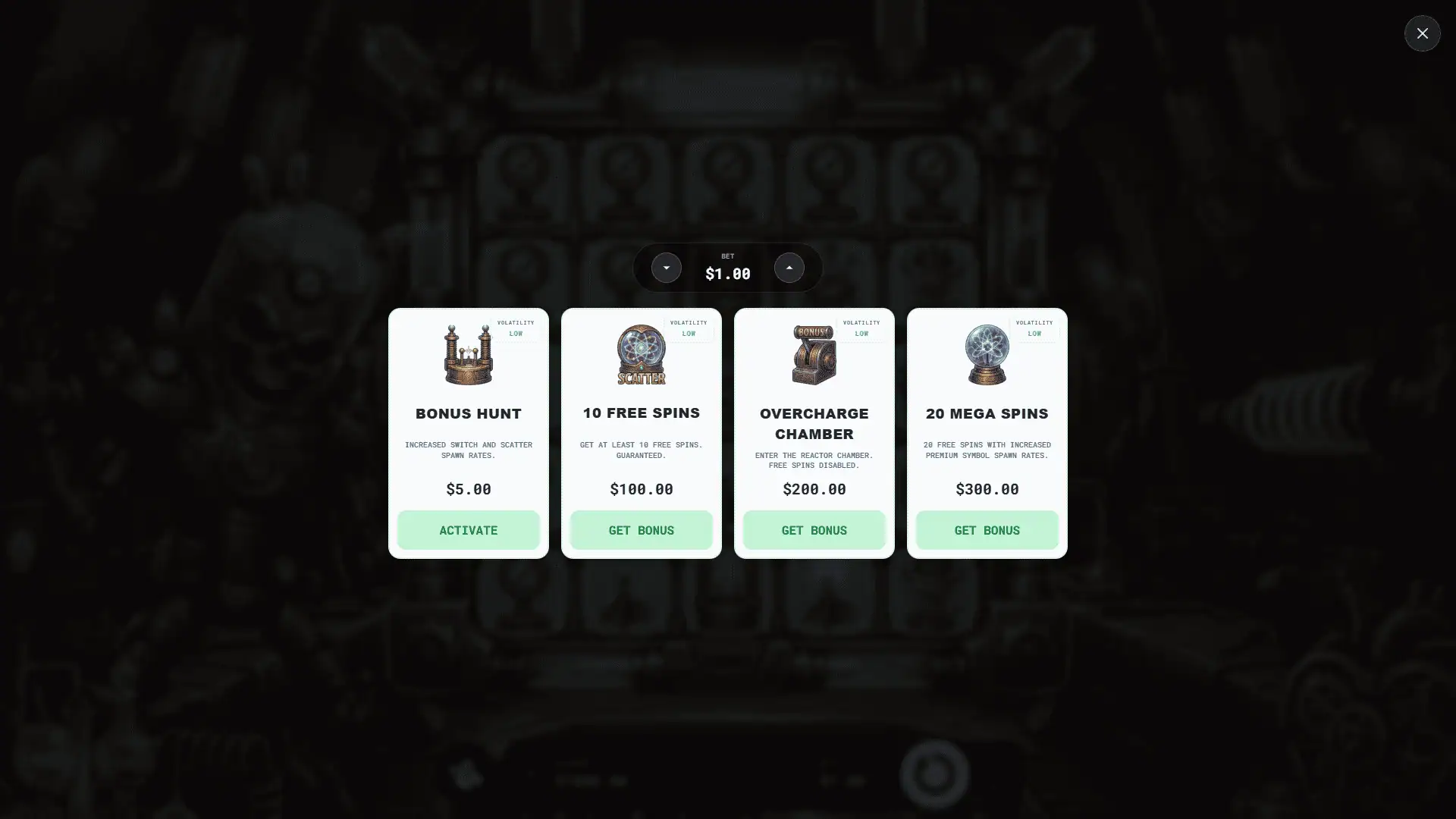 Mad Machine bonus buy menu