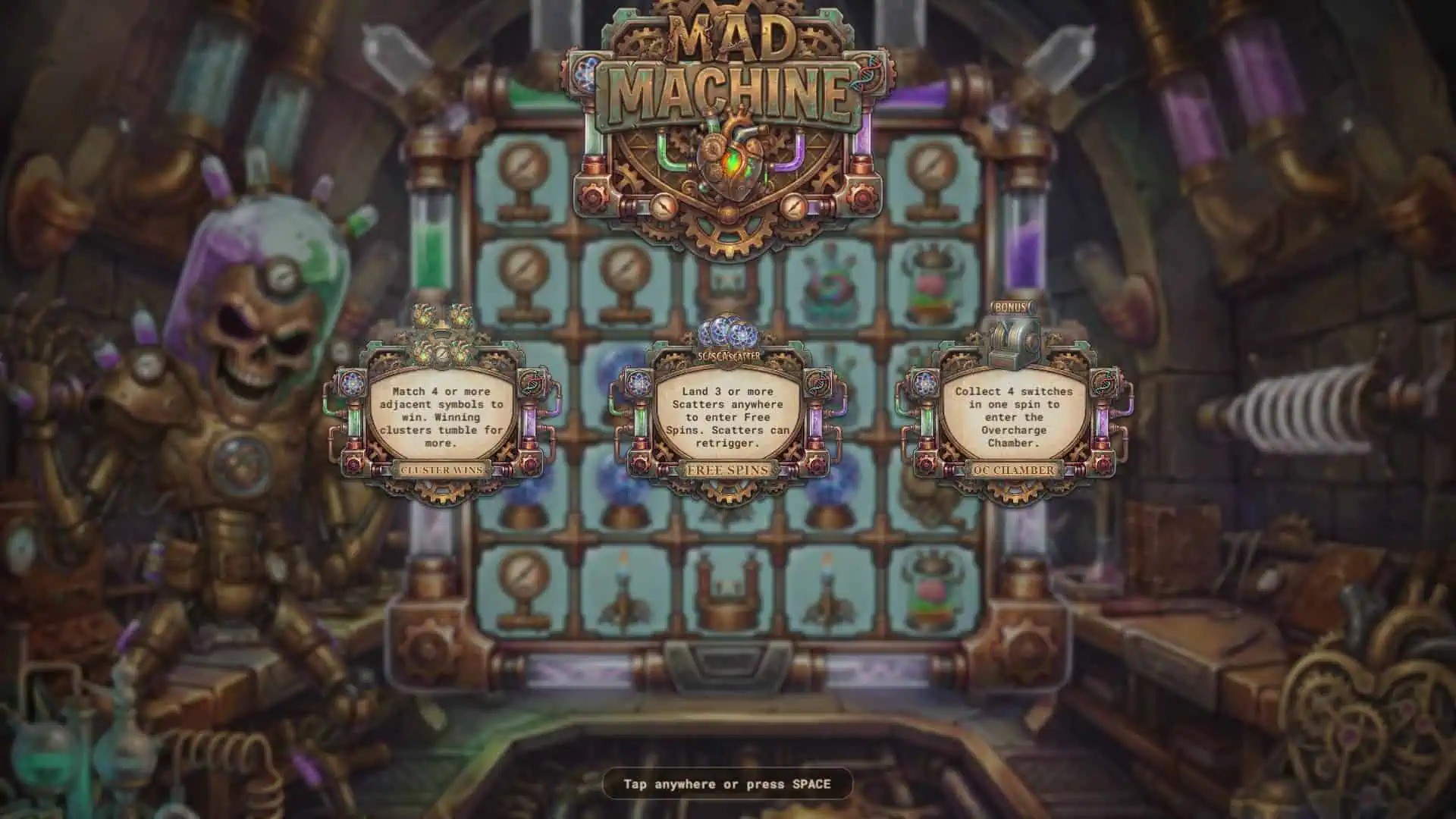 Mad Machine slot intro screen