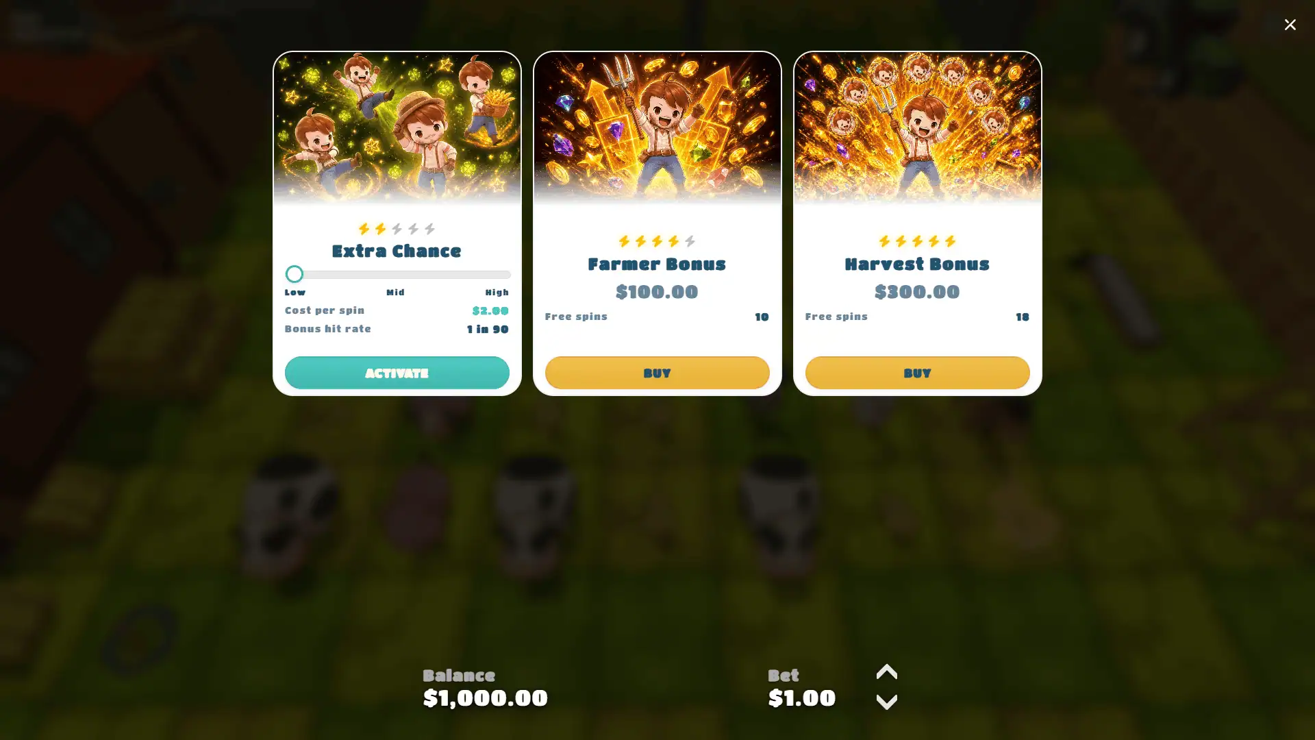 Farm Pop 3D bonus buy menu