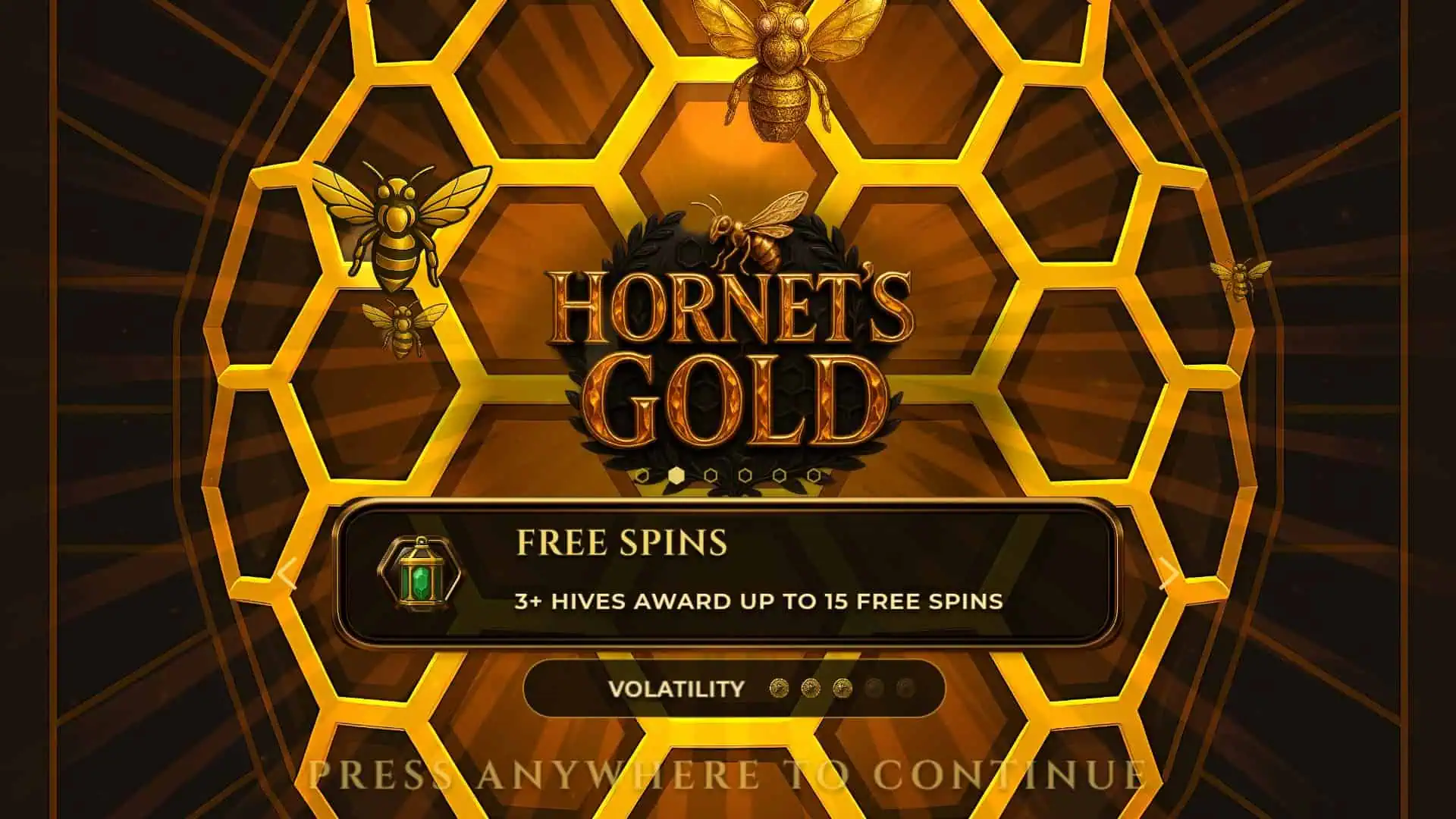 Hornet's Gold slot intro screen