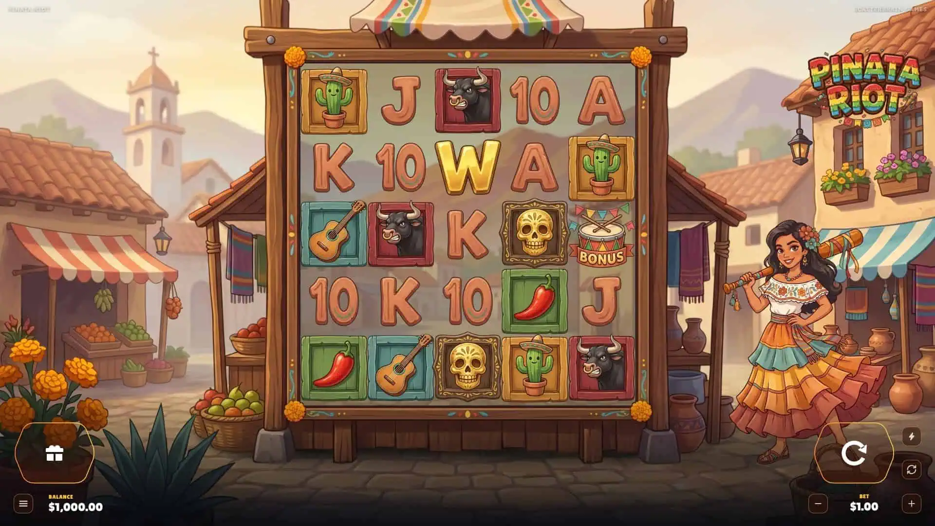 Pinata Riot slot gameplay reels