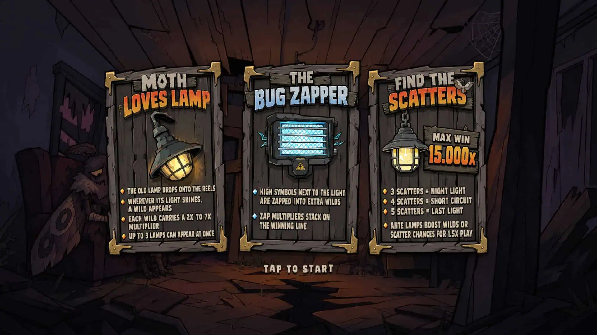 Moth Loves Lamp slot intro screen