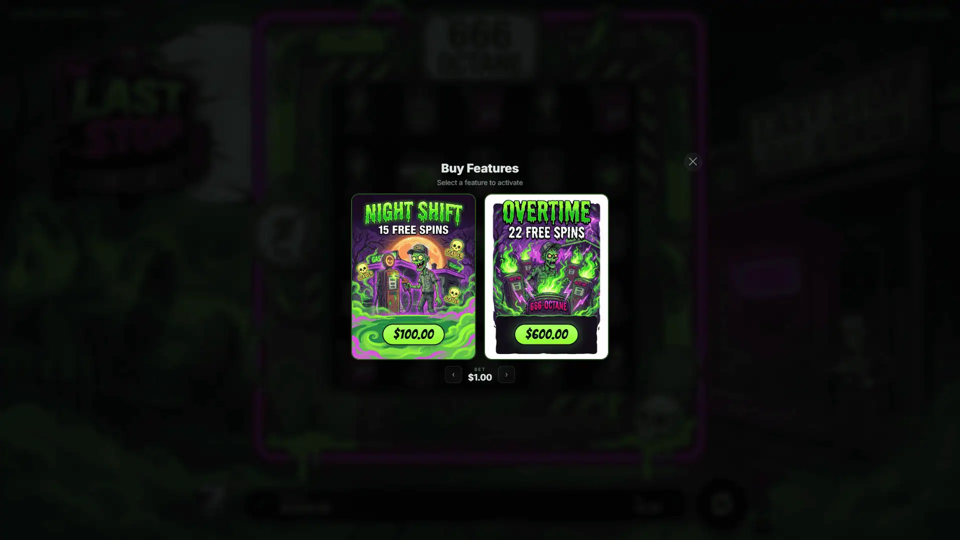 The Last Stop bonus buy menu