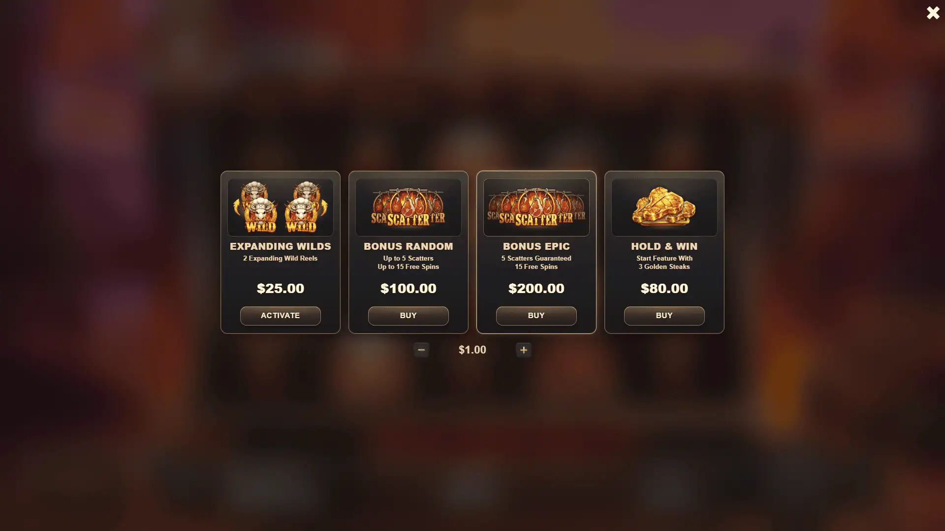 Big Beef Grill bonus buy menu