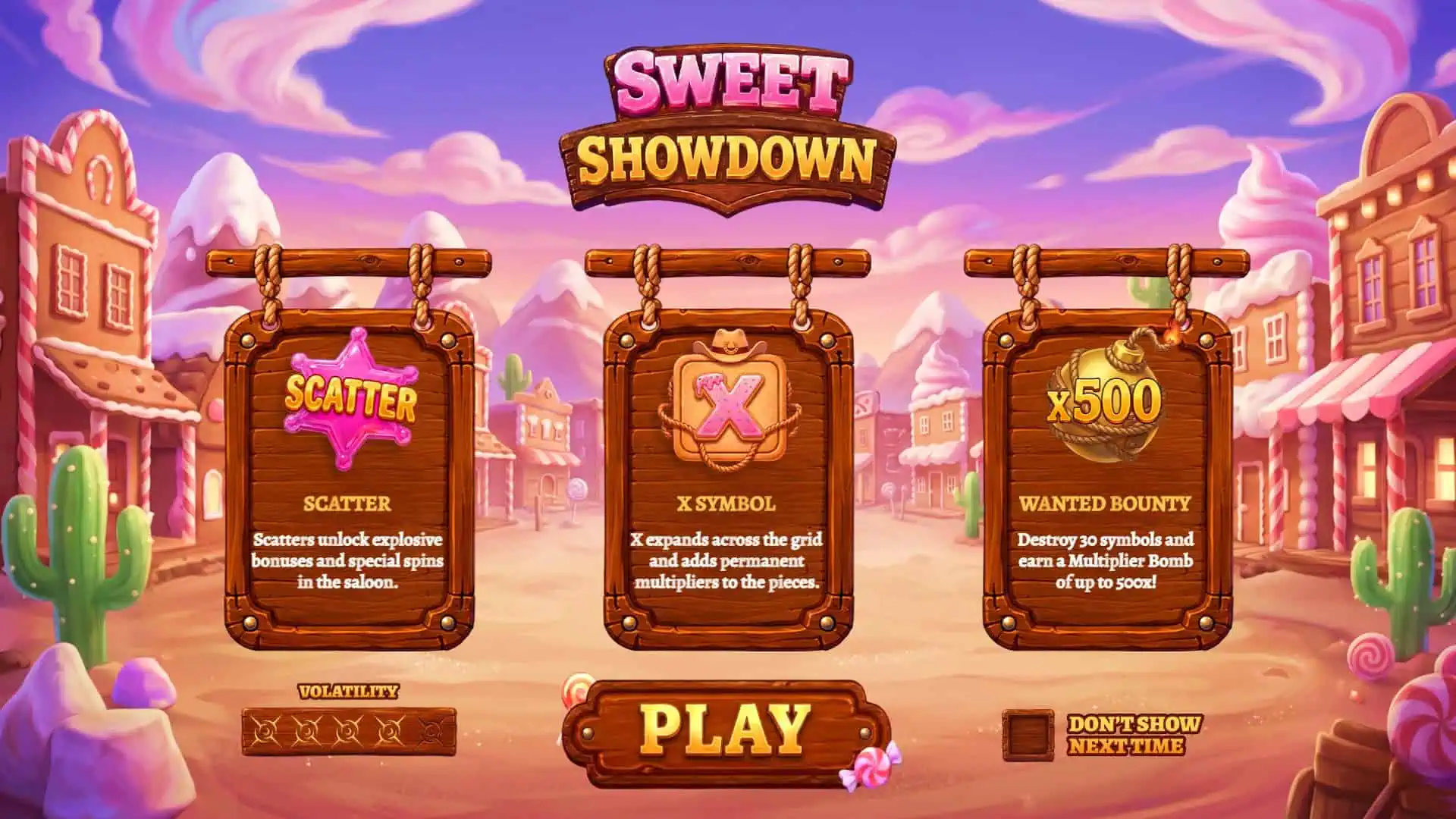 Sweet Showdown slot intro screen