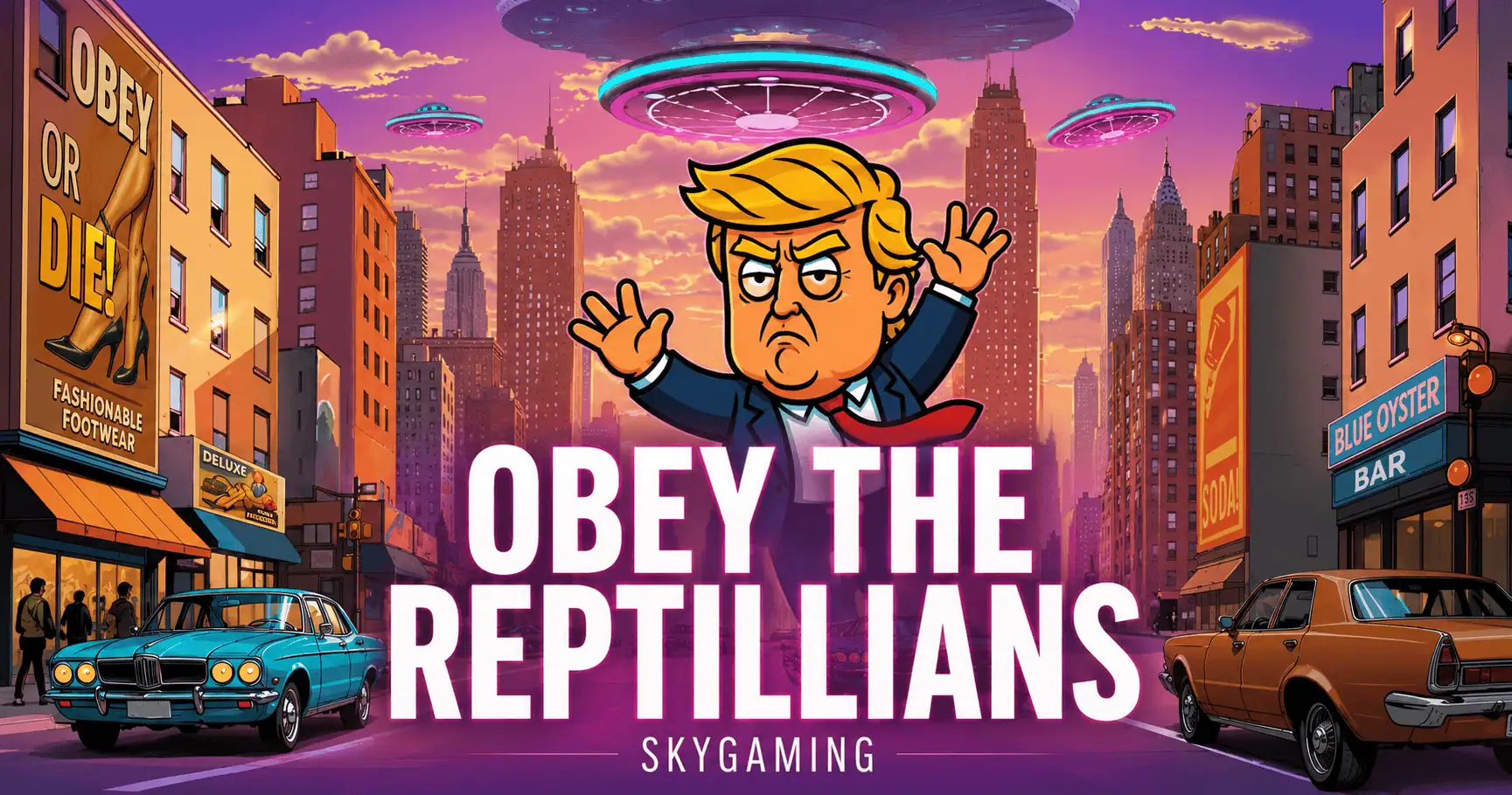Obey The Reptillians Slot Demo by Sky Gaming slot cover image
