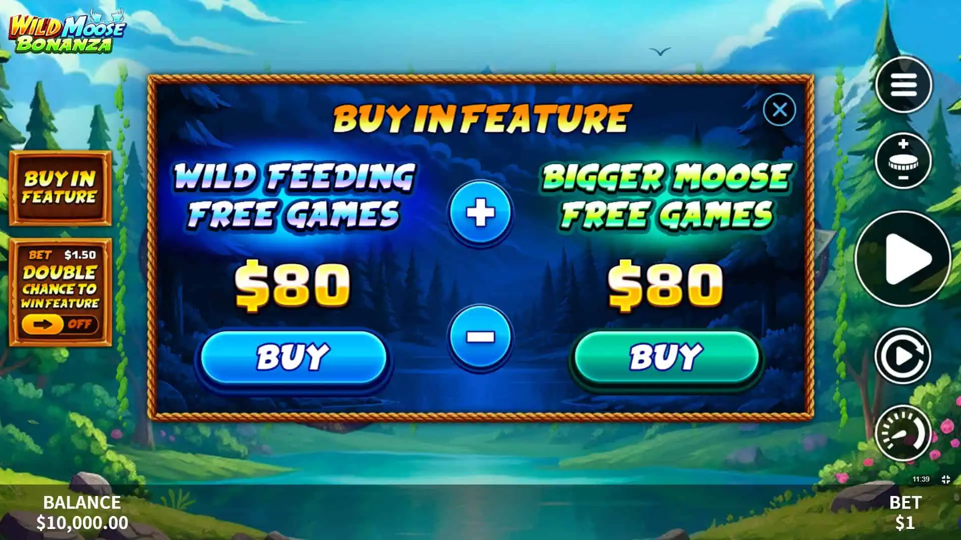 Wild Moose Bonanza bonus buy menu