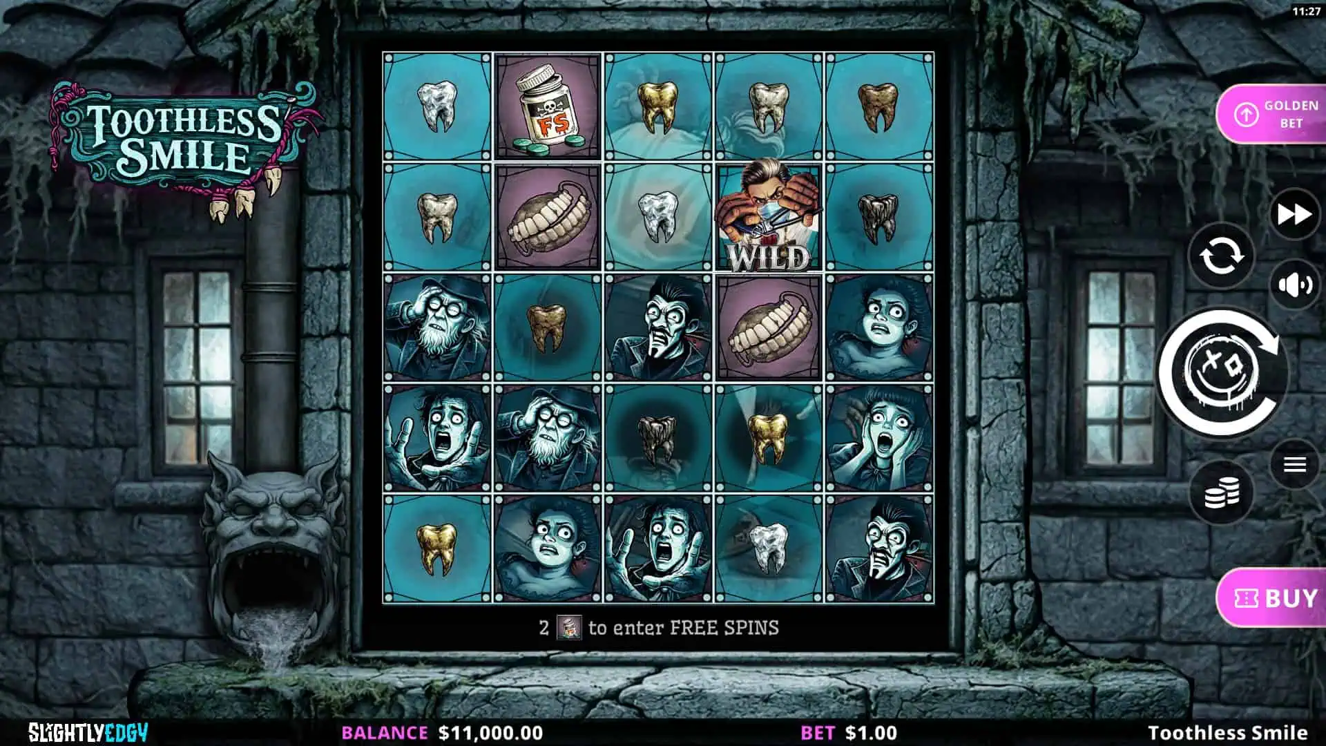 Toothless Smile slot gameplay reels