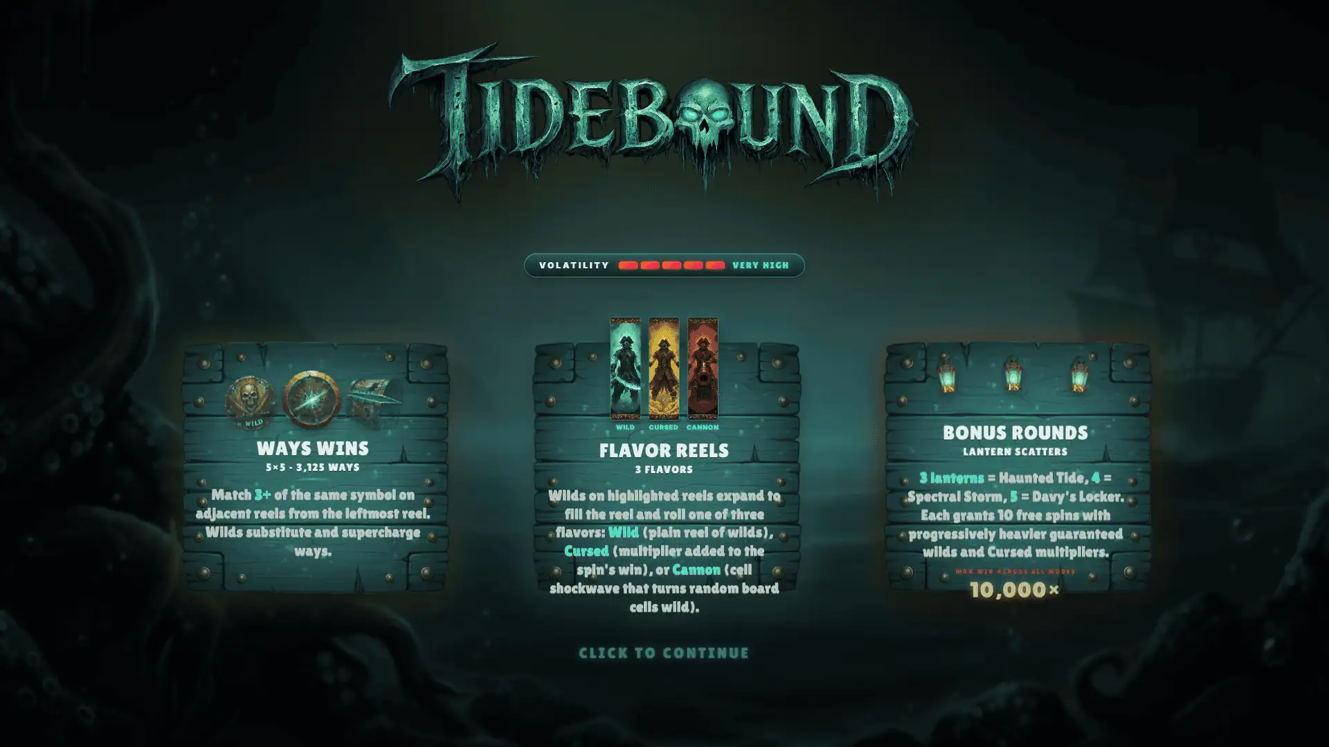 Tidebound slot intro screen