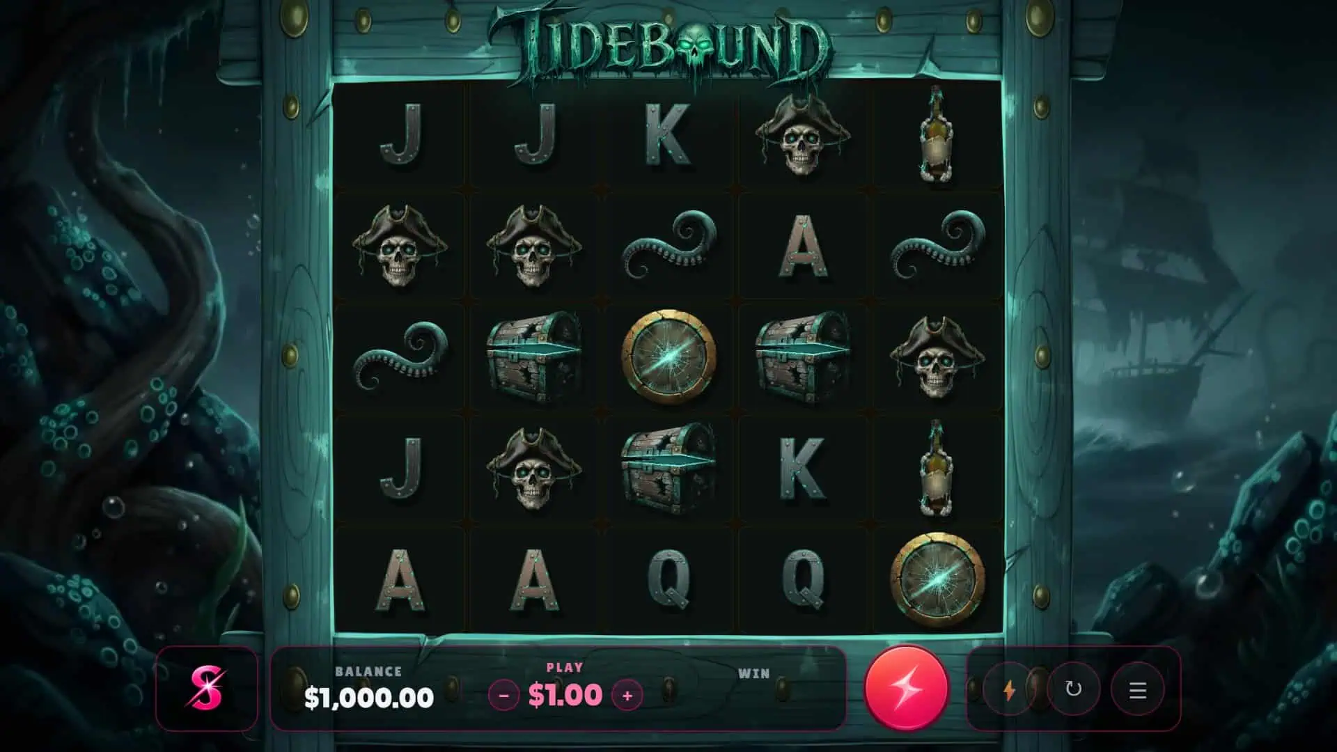 Tidebound slot gameplay reels
