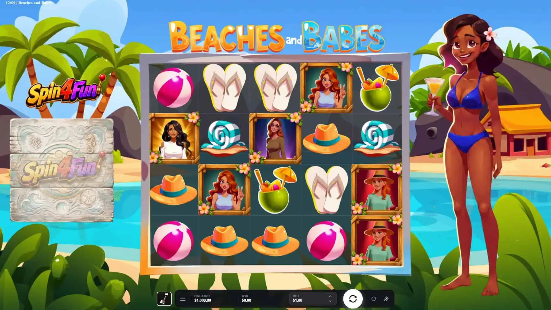 Beaches and Babes slot gameplay reels