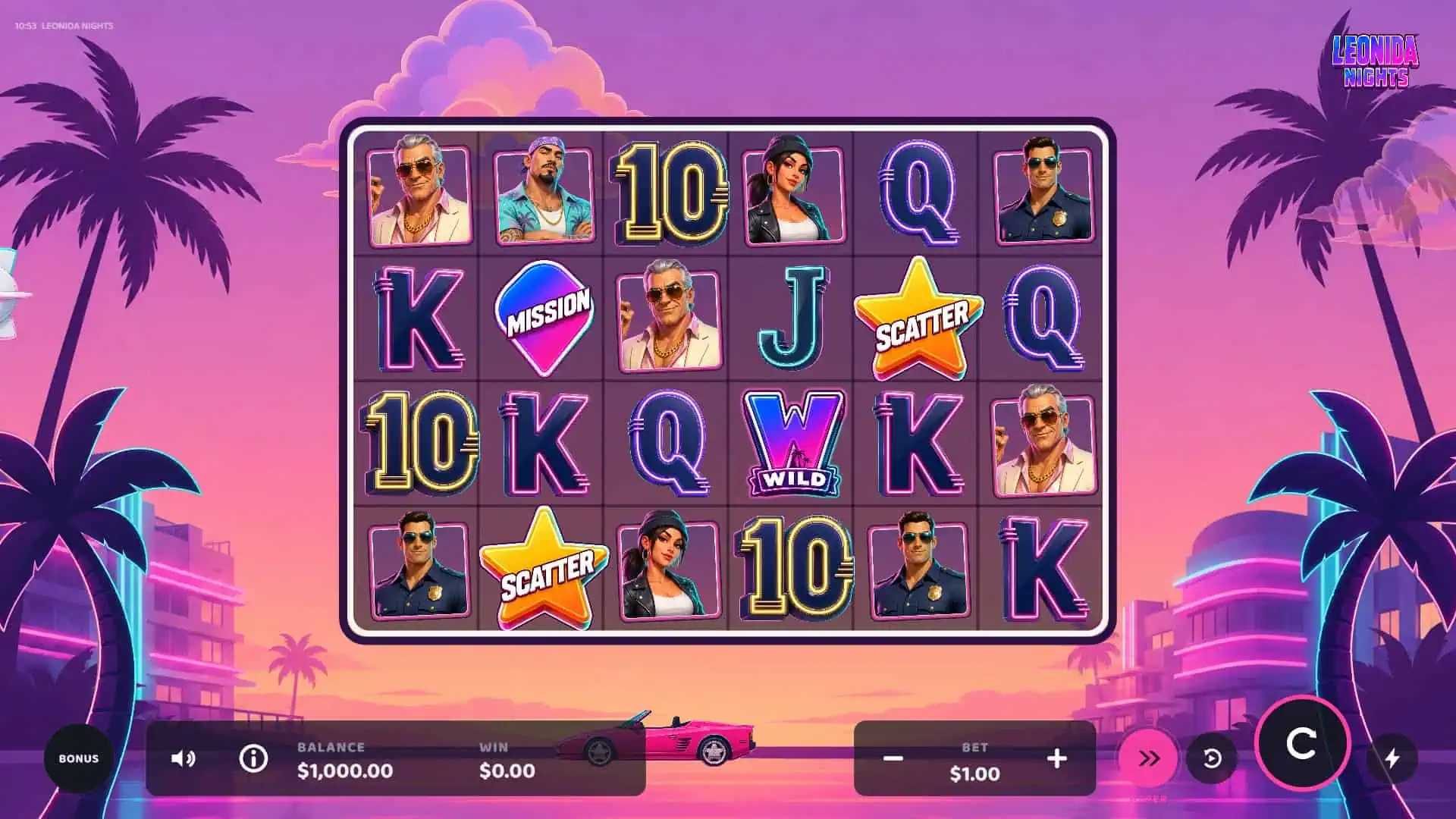 Leonida Nights slot gameplay reels