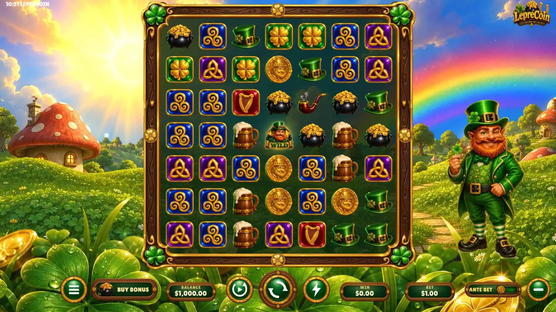 LepreCoin slot gameplay reels