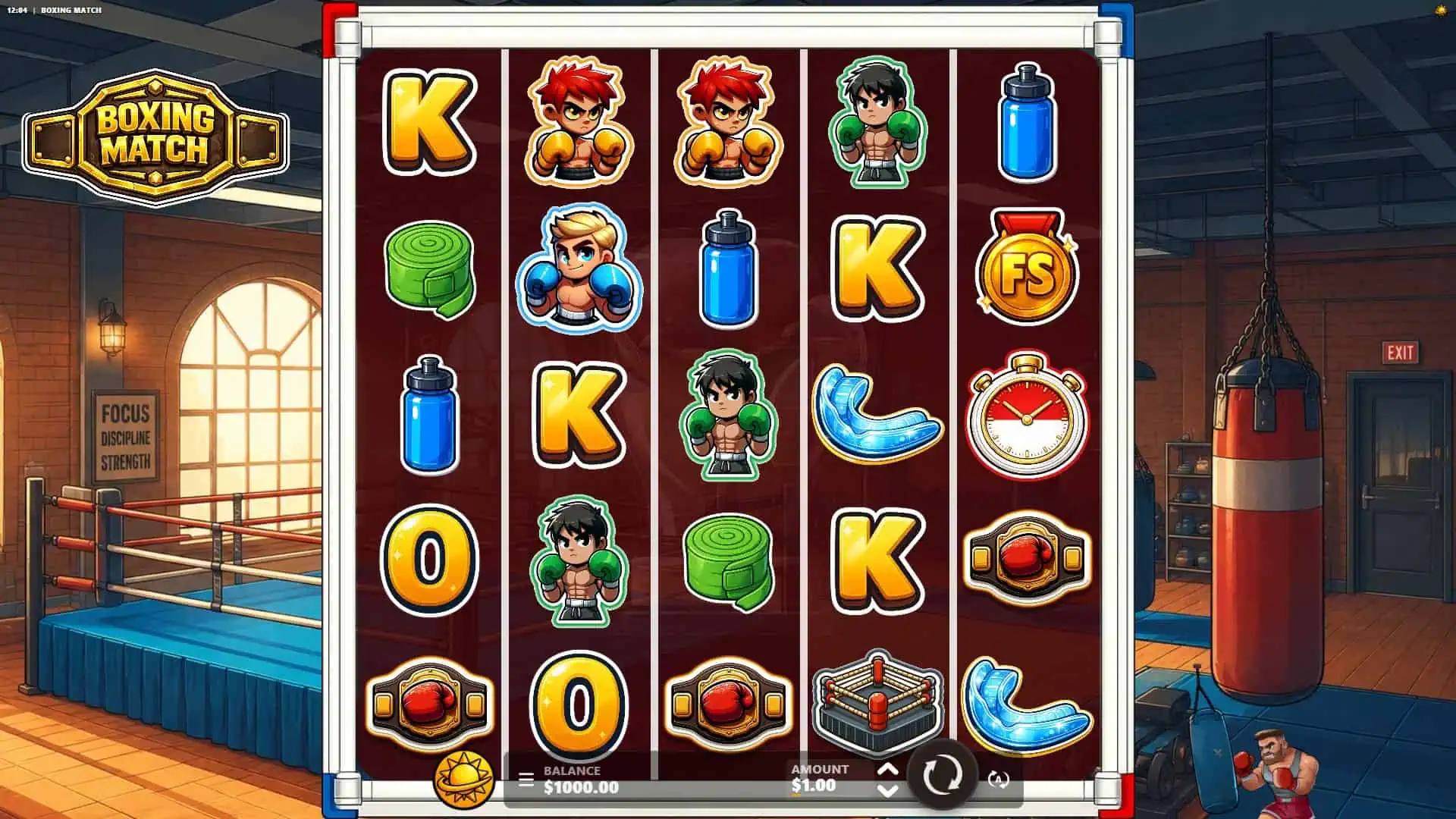 Boxing Match slot gameplay reels