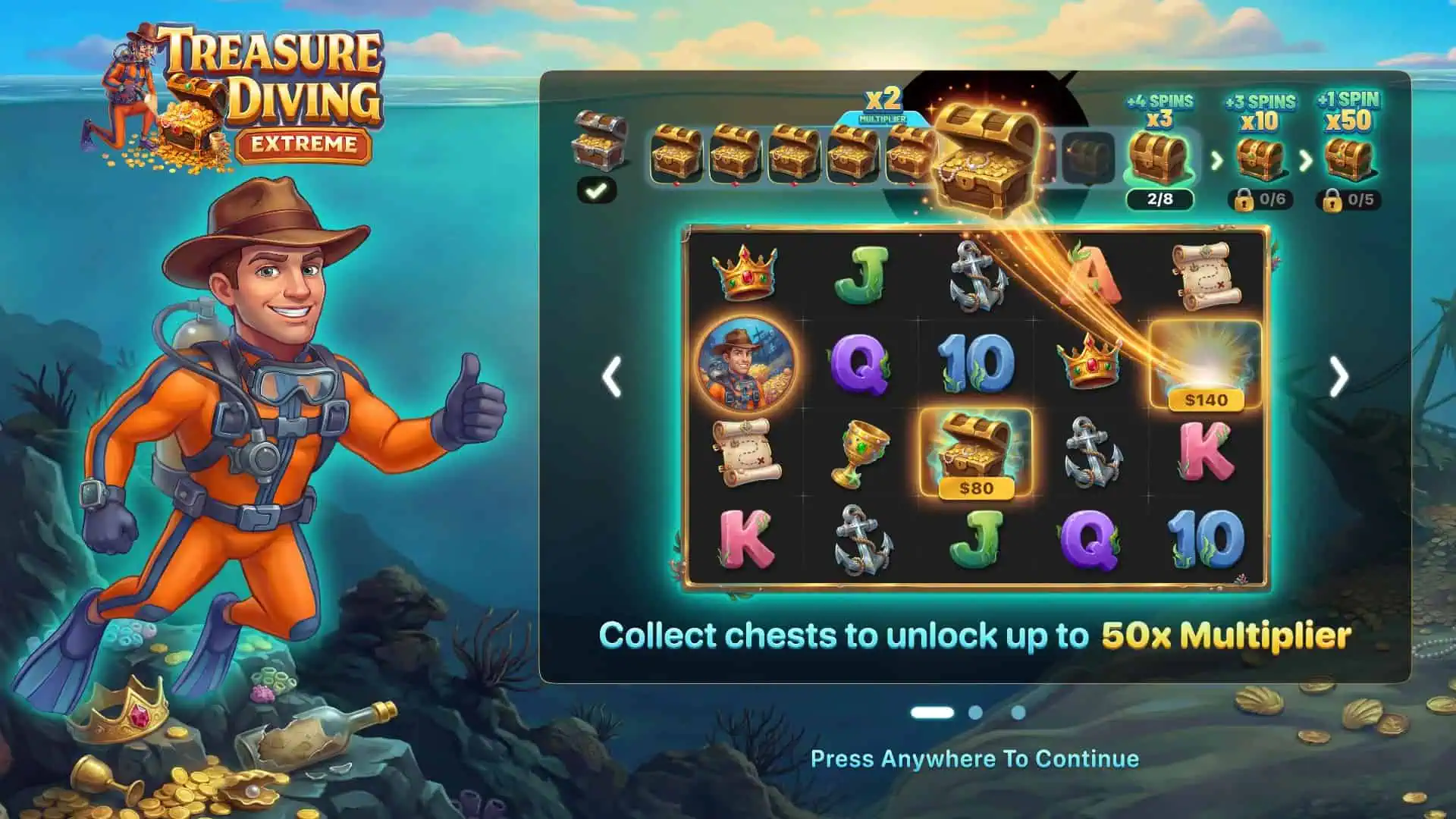 Treasure Diving Extreme slot intro screen