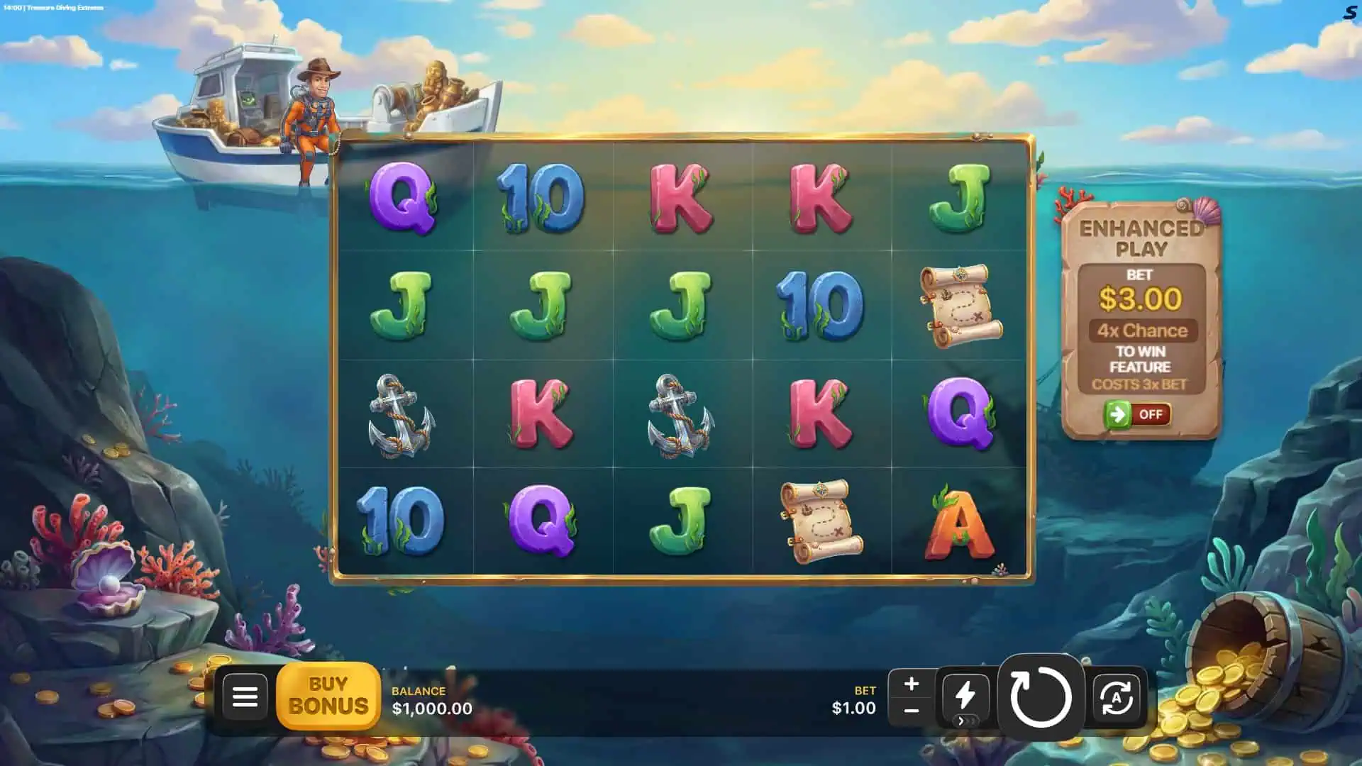 Treasure Diving Extreme slot gameplay reels