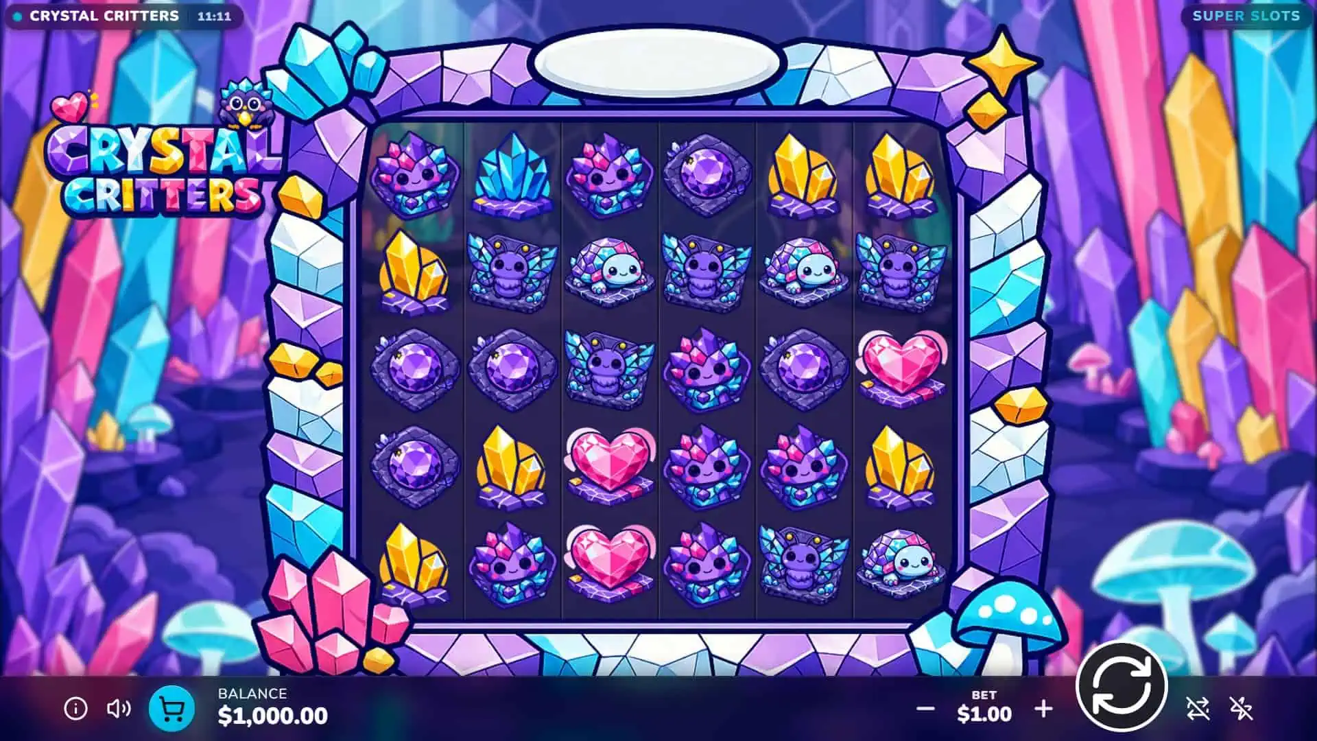 Crystal Critters slot gameplay reels