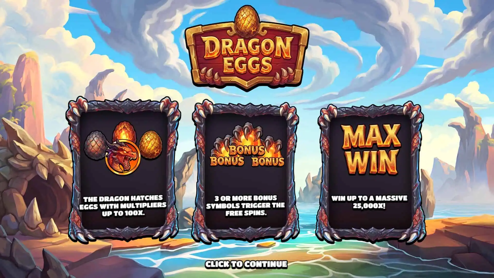 Dragon Eggs slot intro screen