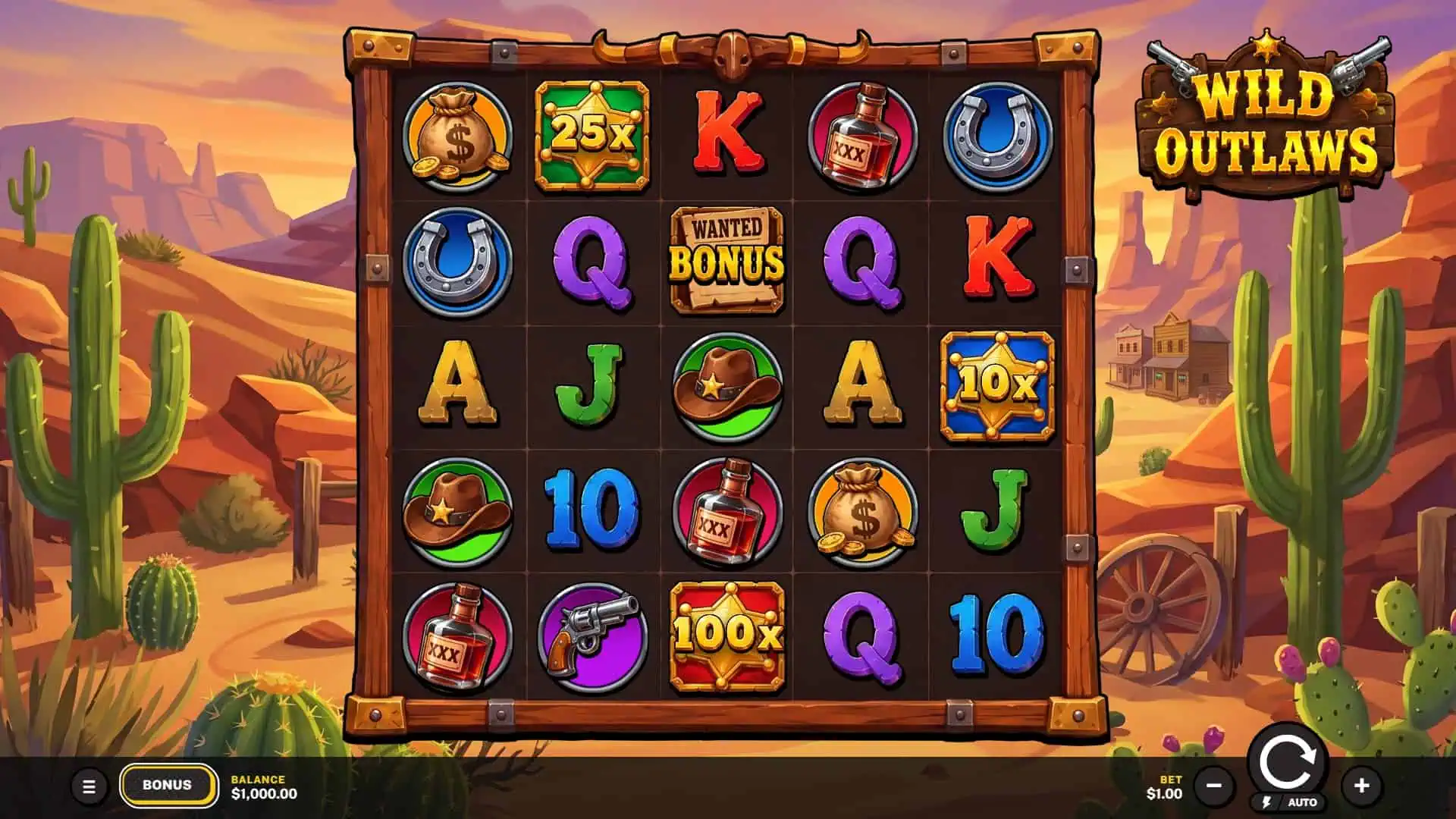 Wild Outlaws slot gameplay reels