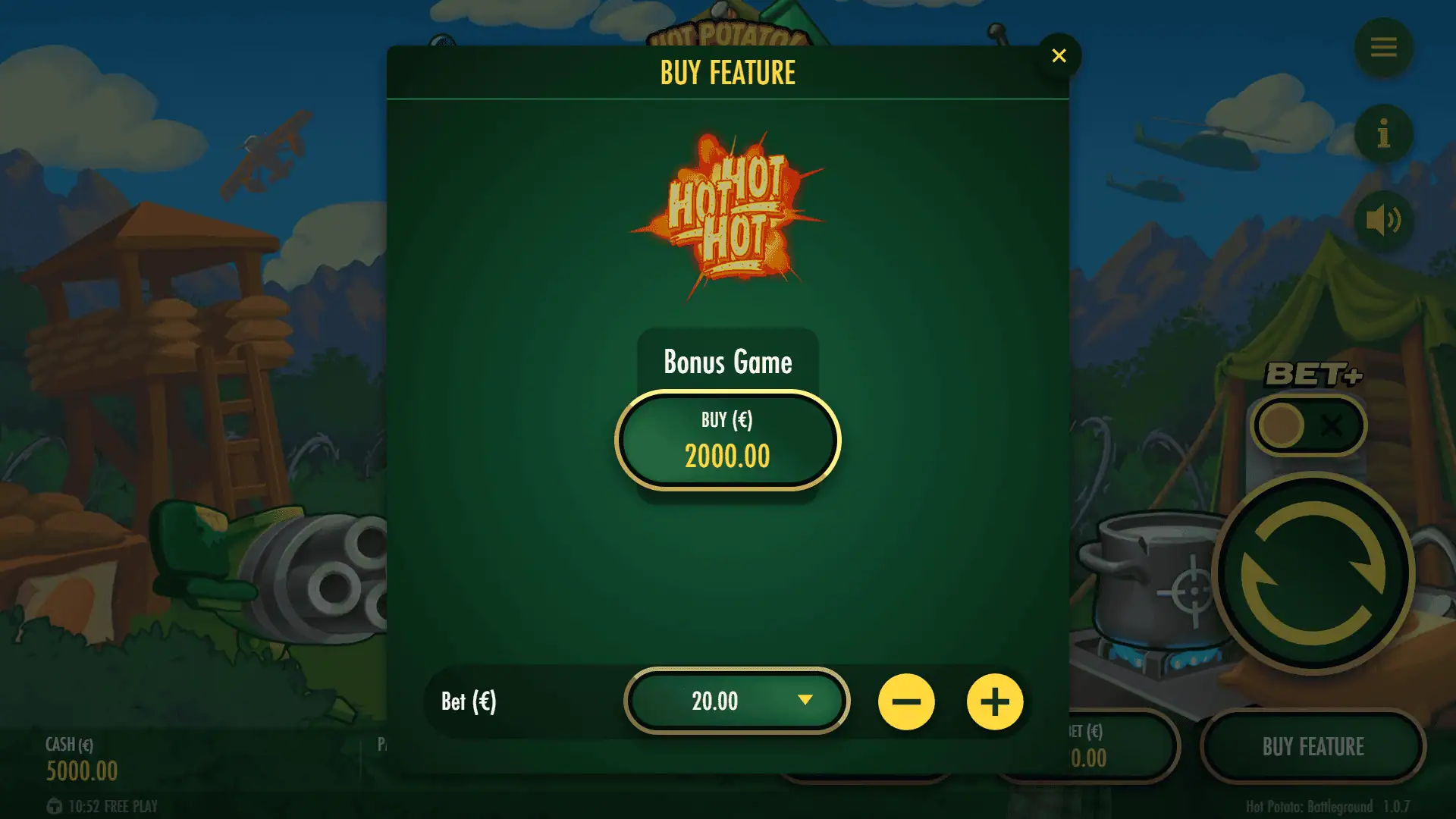 Hot Potato Battleground bonus buy menu