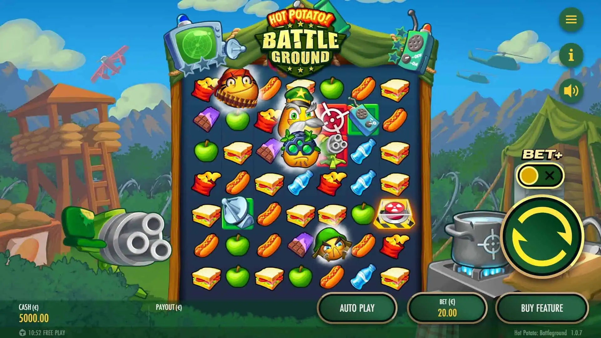 Hot Potato Battleground slot gameplay reels