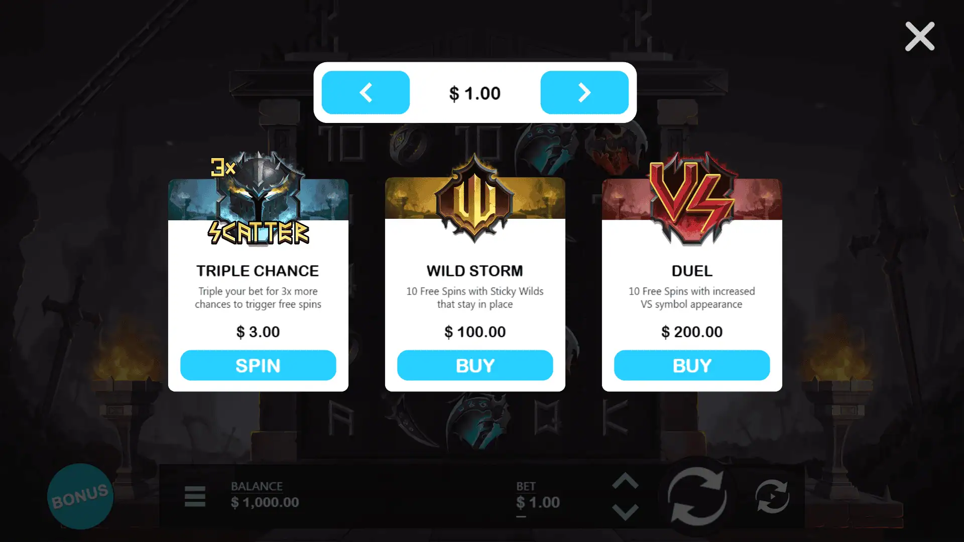 No Mercy At Dawn bonus buy menu