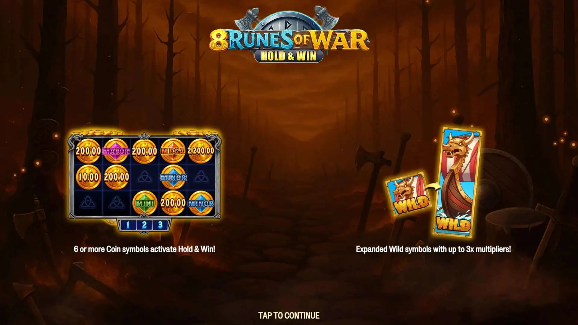 8 Runes of War: Hold and Win slot intro screen