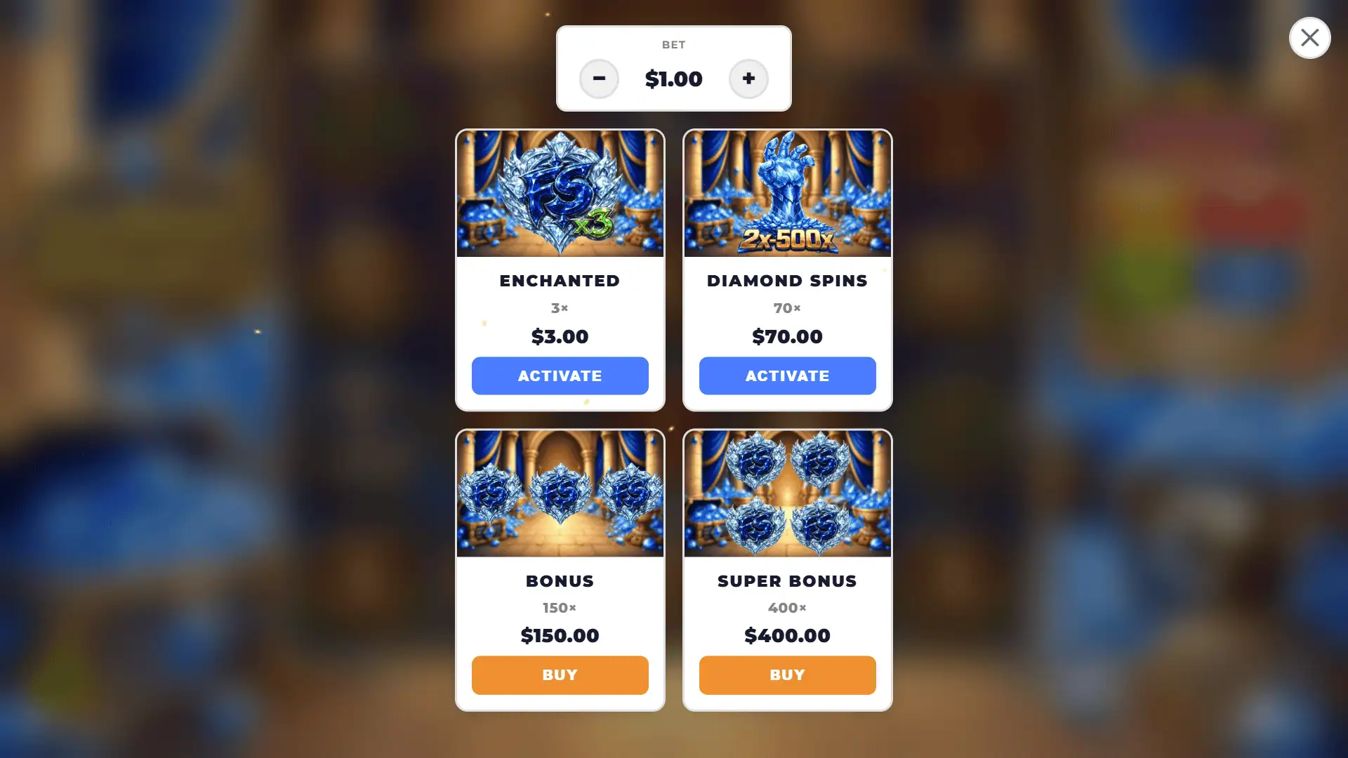 Diamond Monarch bonus buy menu