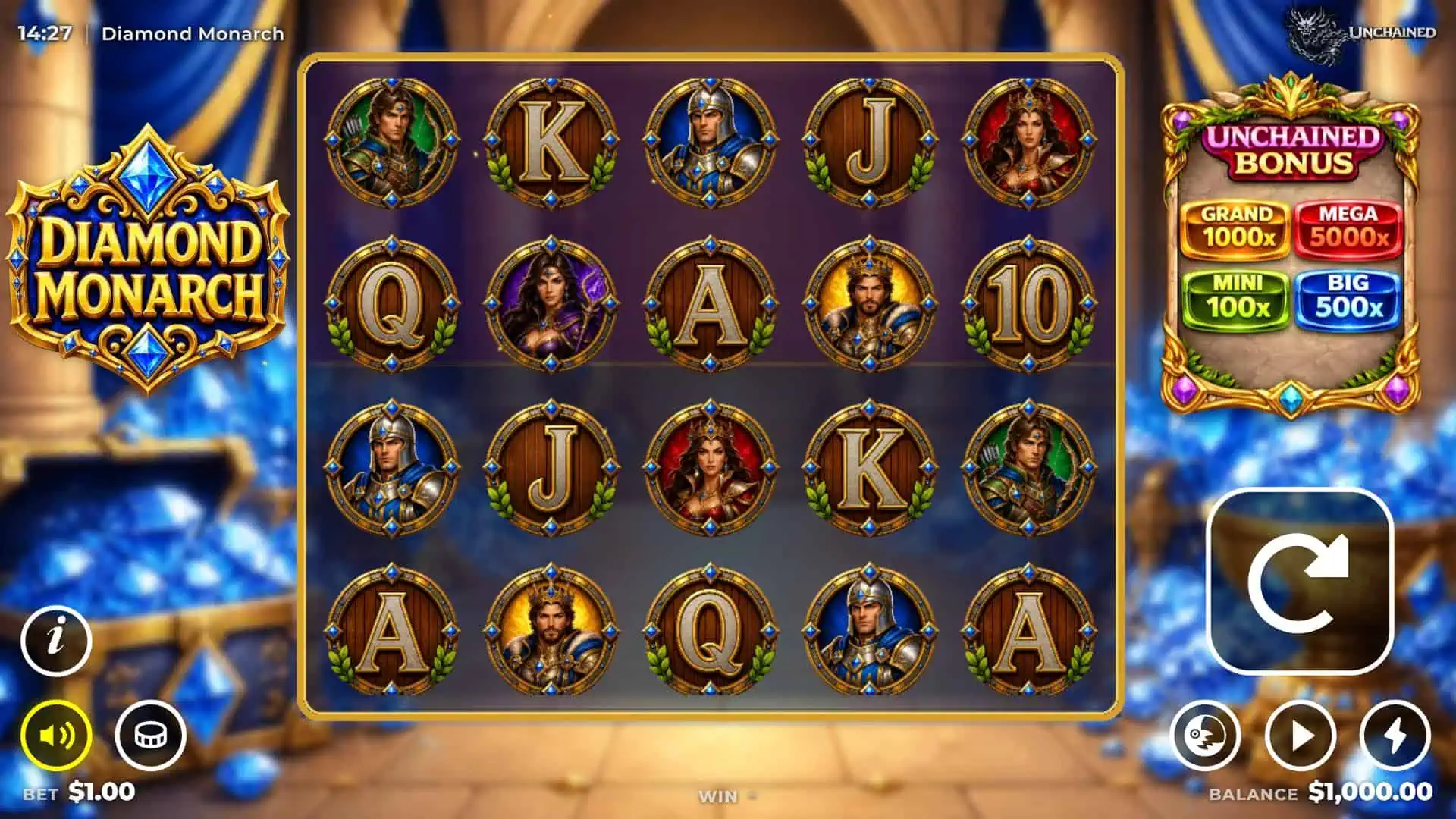 Diamond Monarch slot gameplay reels
