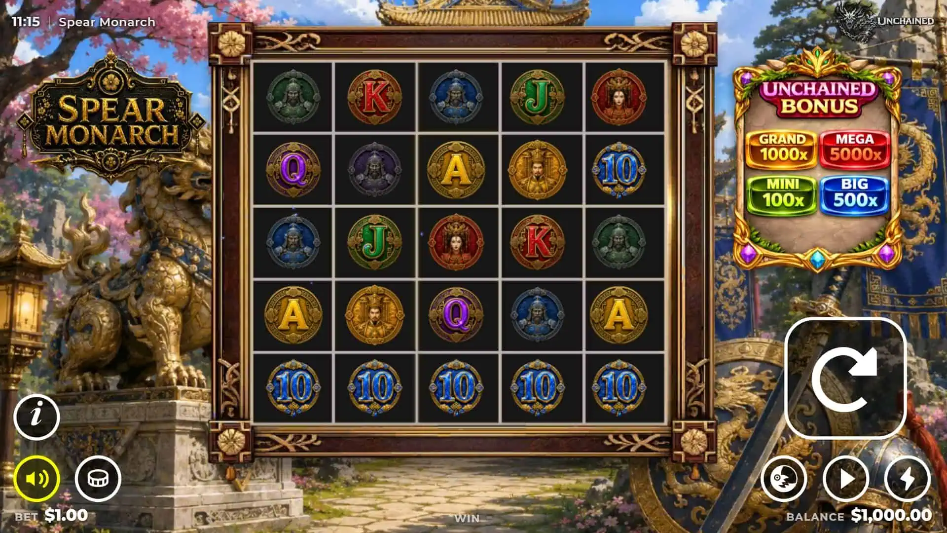 Spear-Monarch slot gameplay reels