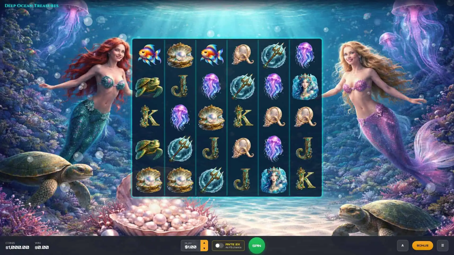 Deep Ocean Treasures slot gameplay reels