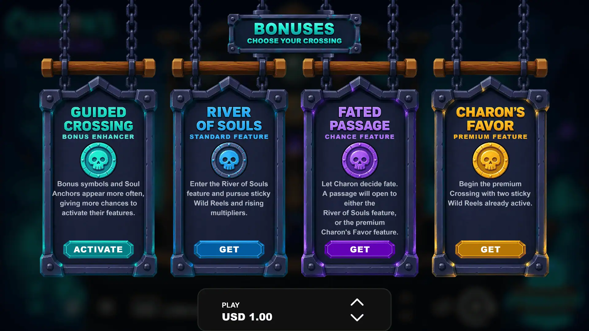 Charon's Crossing bonus buy menu