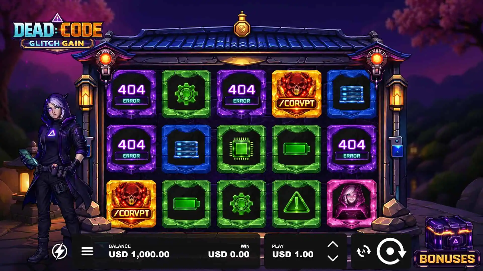 Dead Code Glitch Gain slot gameplay reels