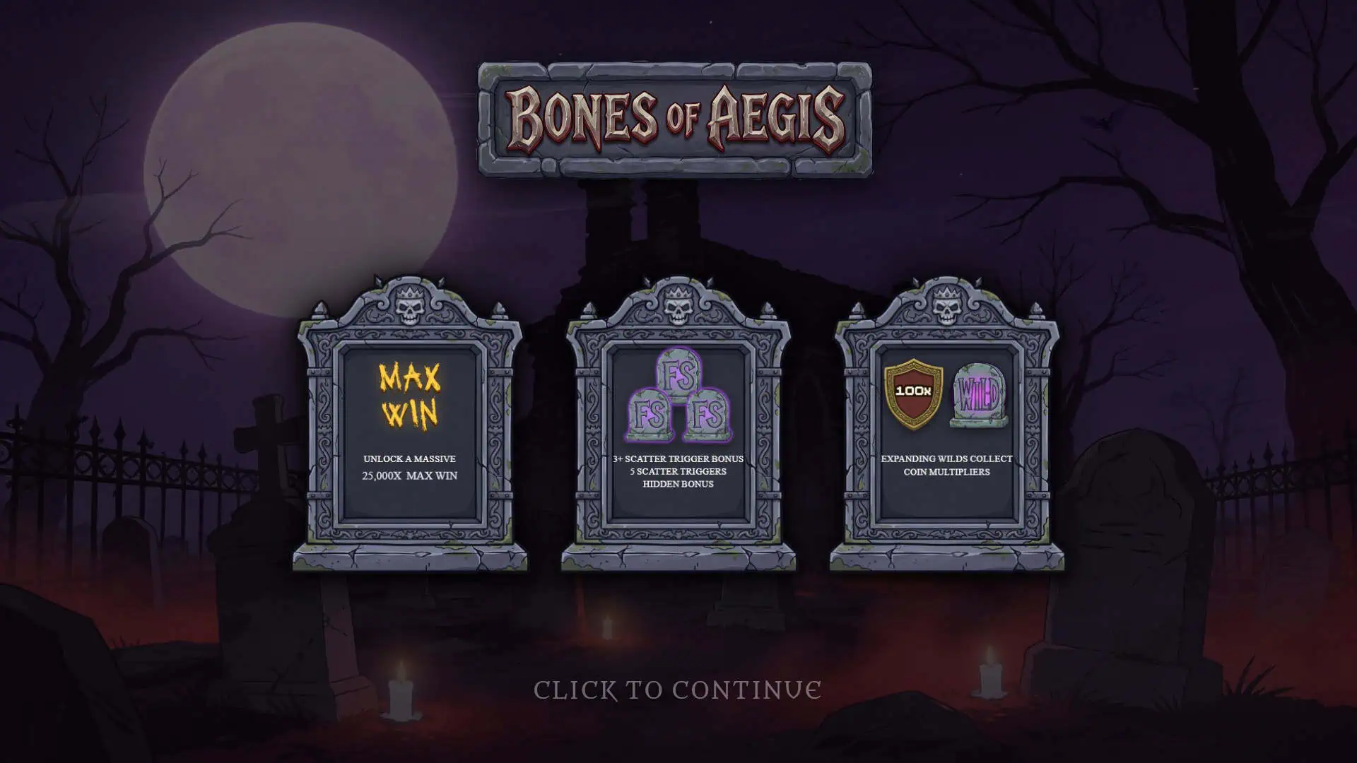 Bones of Aegis slot intro screen