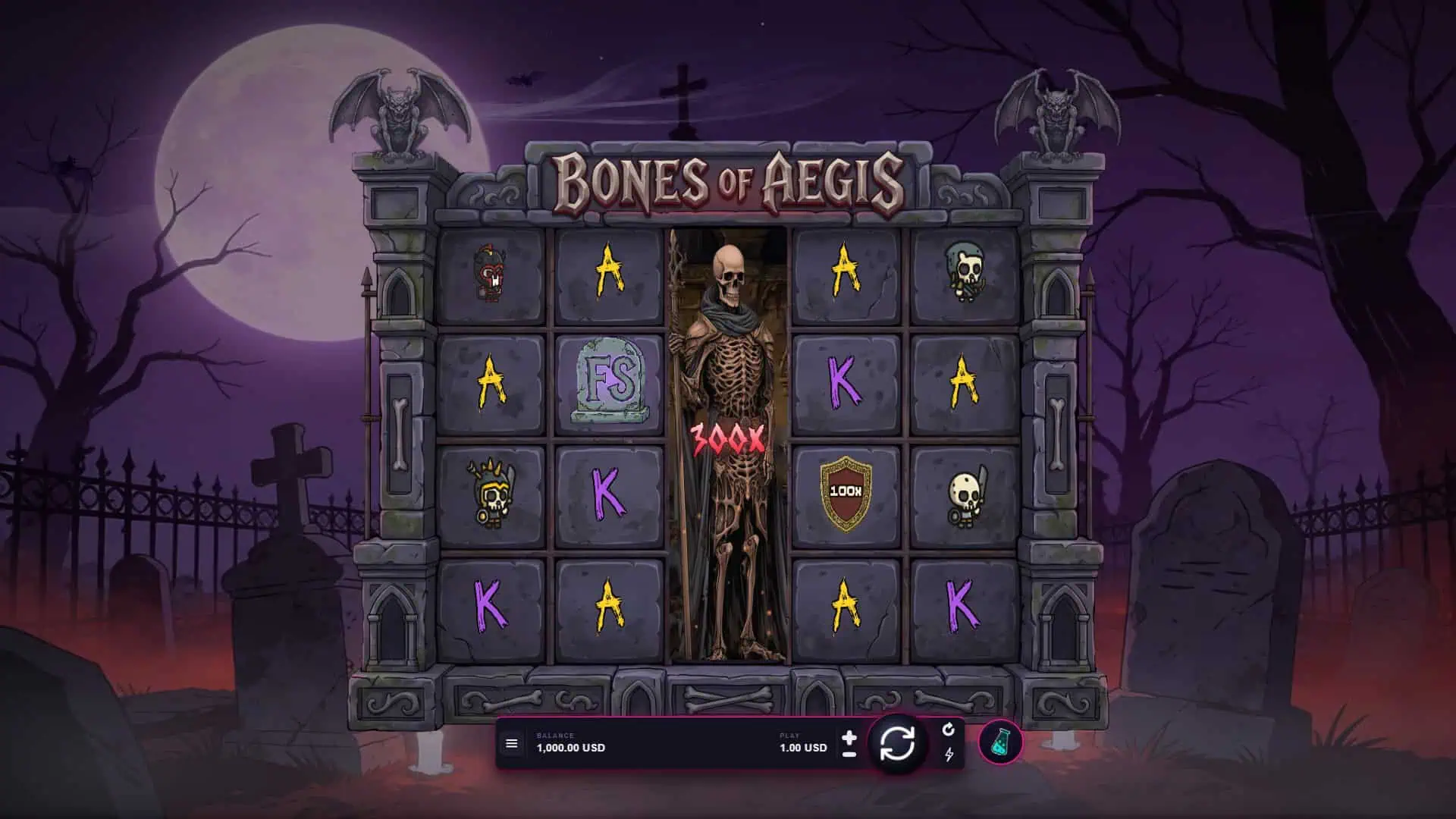 Bones of Aegis slot gameplay reels