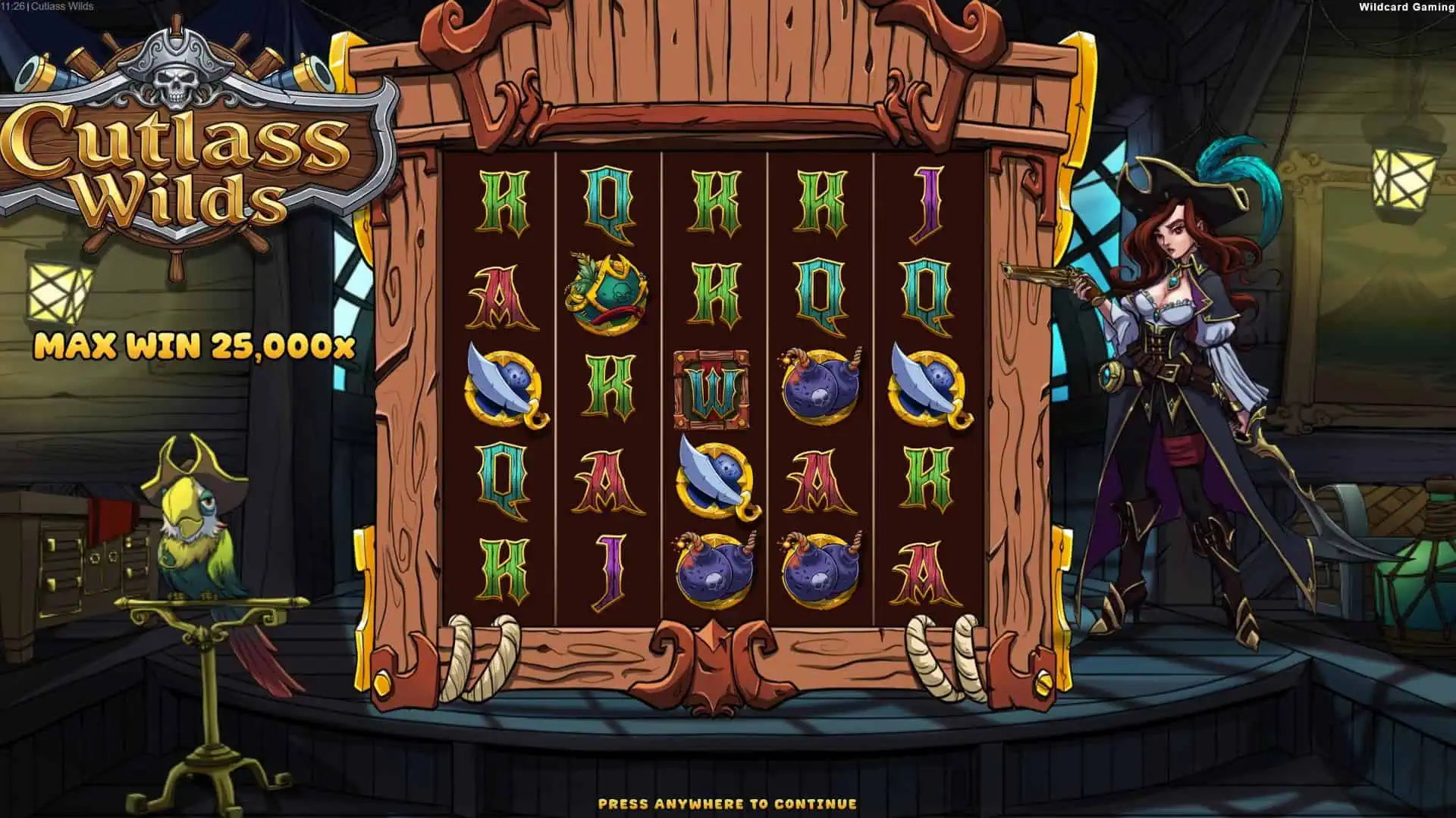 Cutlass Wilds slot intro screen
