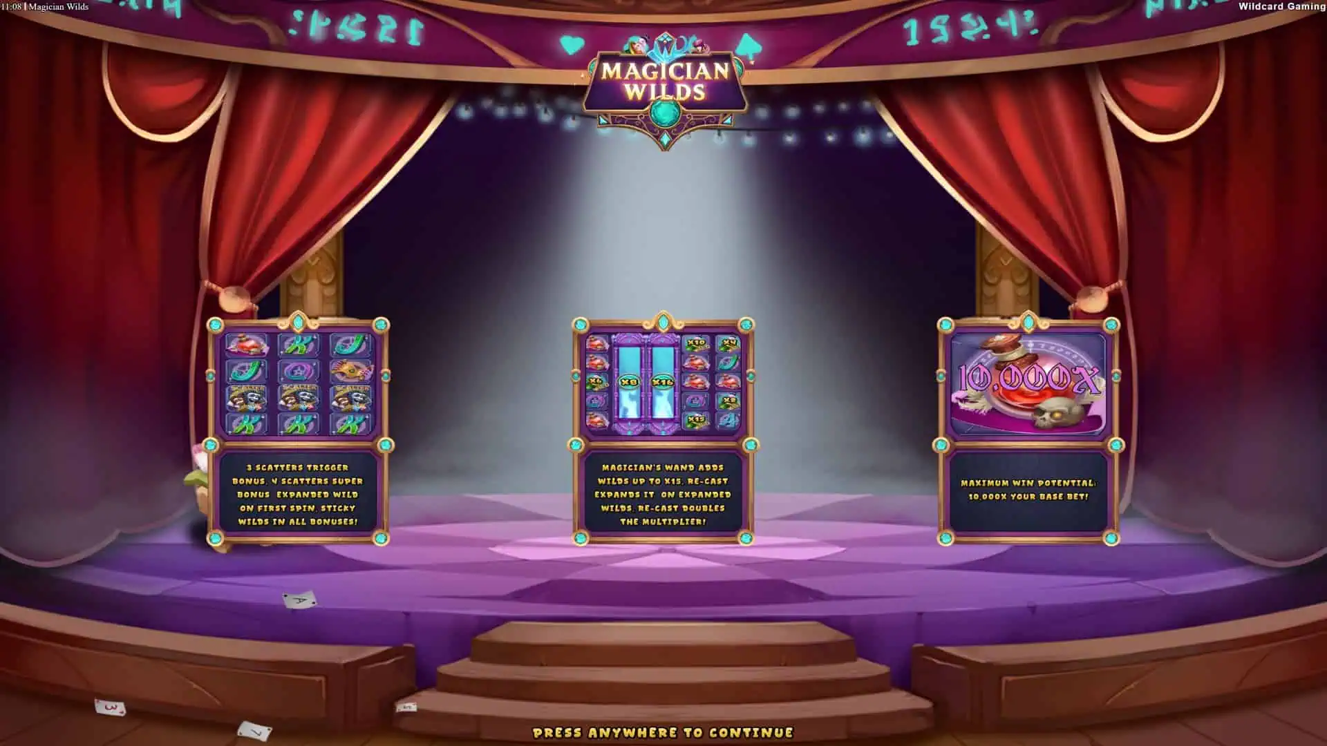 Magician Wilds slot intro screen