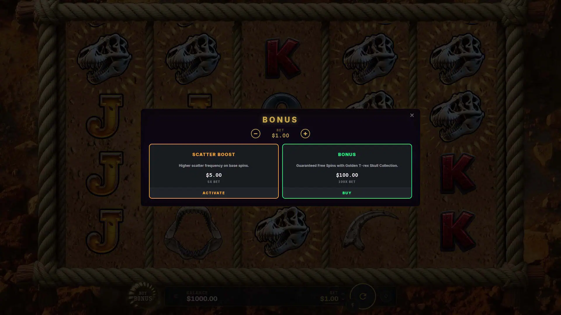 Fossil Gold Collection bonus buy menu